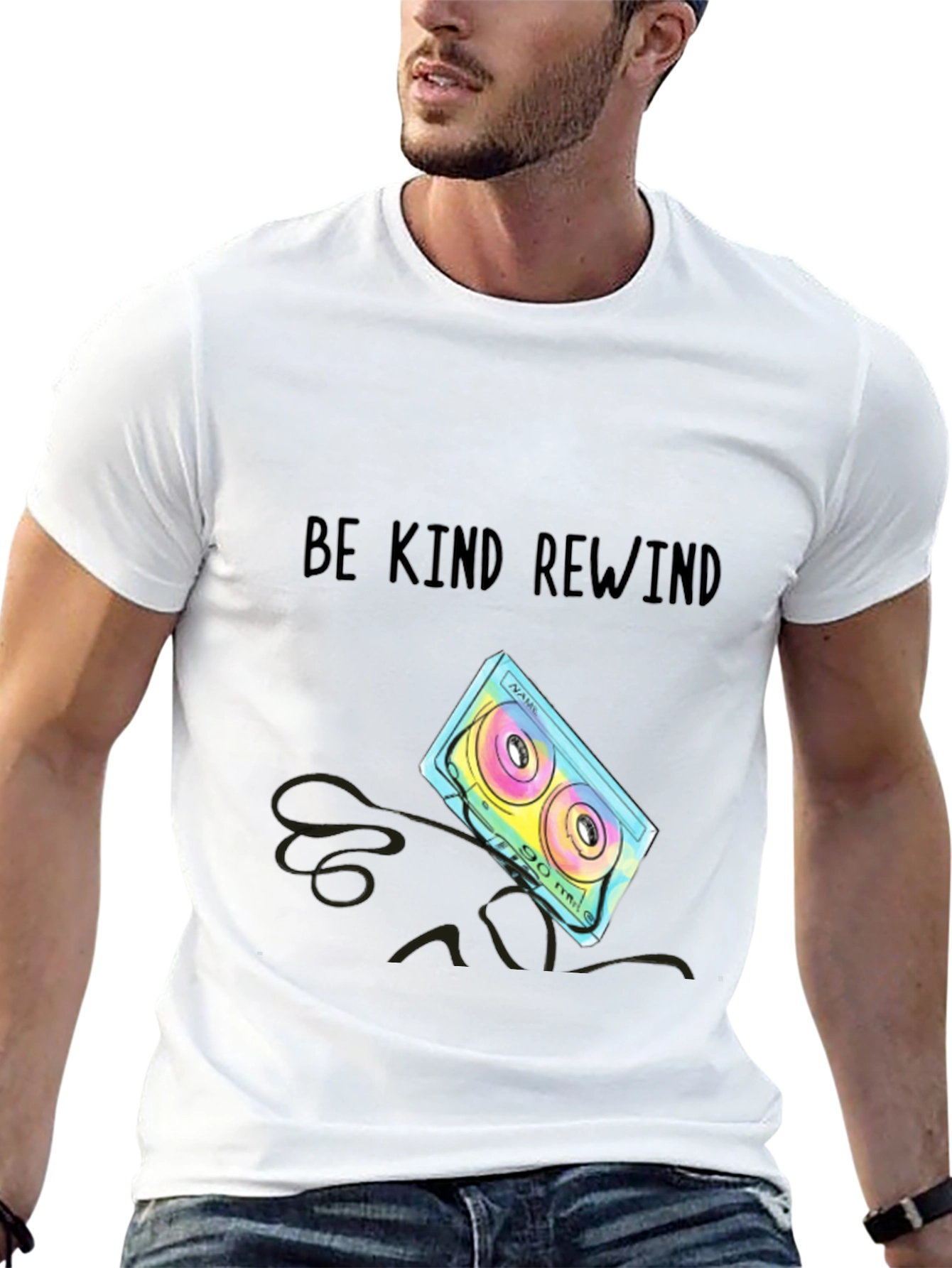 Black Be Kind Rewind Cassette Tape T-Shirt view 13