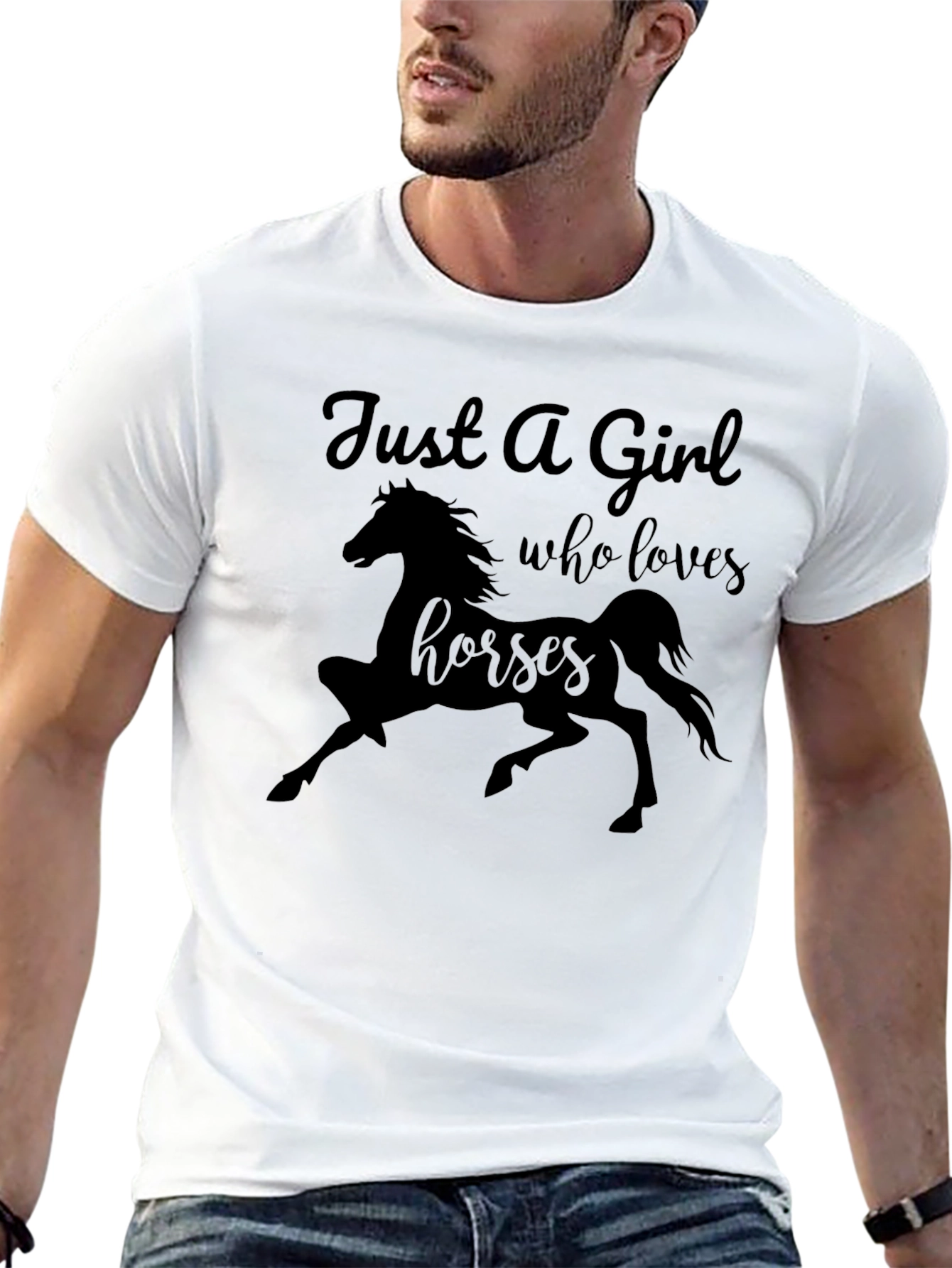 Black Just a Girl Who Loves Horses T-Shirt view 13