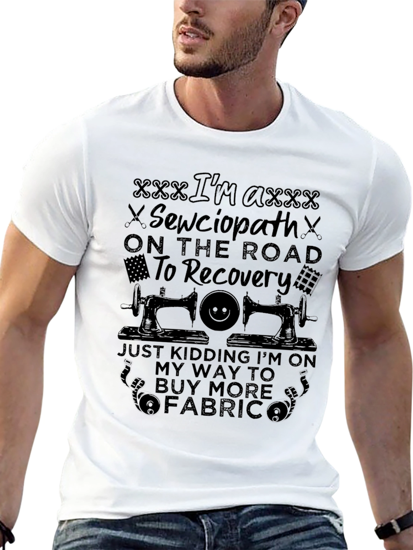 Black Sewciopath T-Shirt - Funny Sewing Lover Tee view 13
