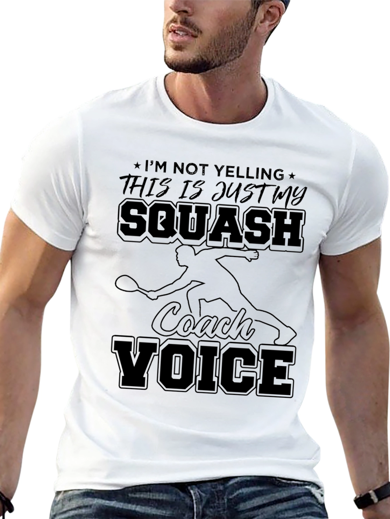 Black Squash Coach Voice T-Shirt - Funny Squash Tee view 13