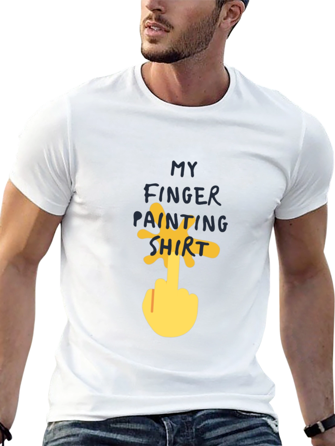 Black Finger Painting Shirt - Funny Humor Tee view 13