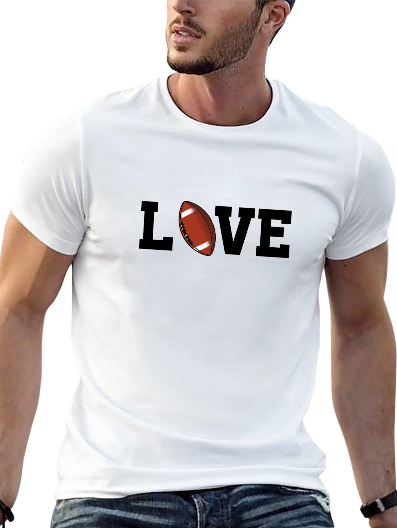 Black Love Football Black T-Shirt - Sportswear Tee view 13