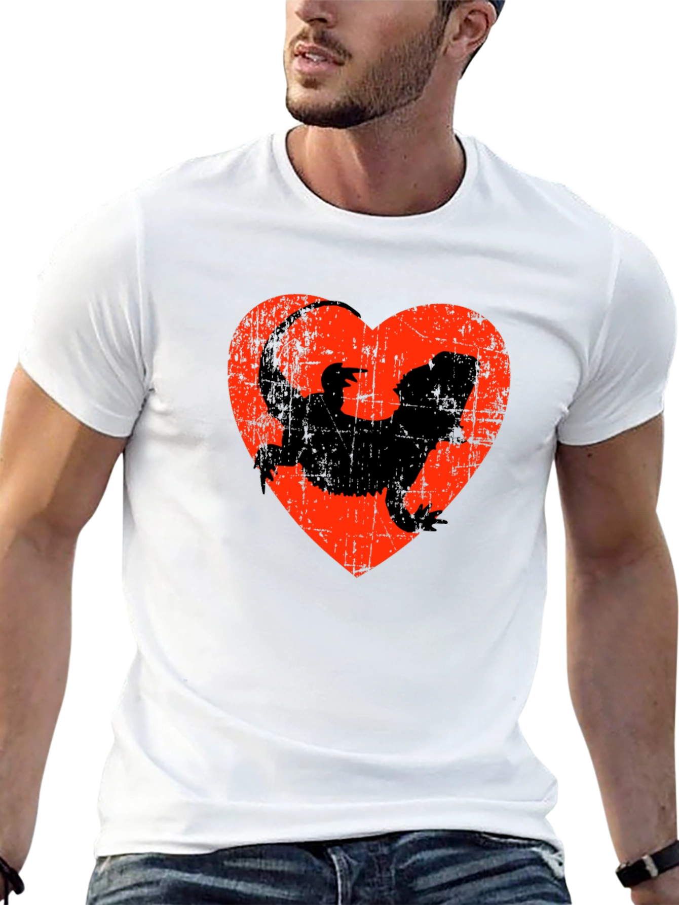 Black Bearded Dragon Heart T-Shirt - Reptile Lover Gift view 13