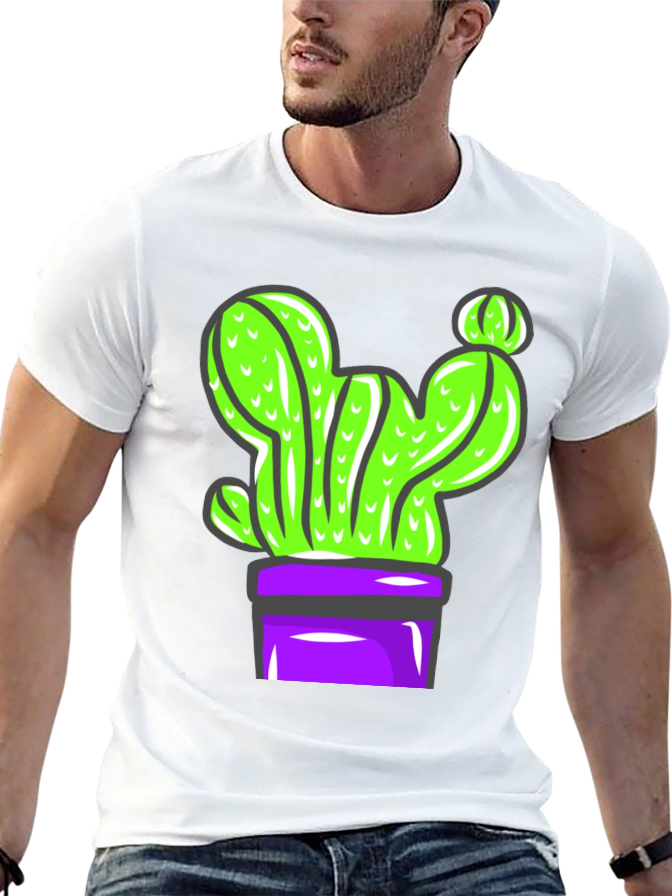 Black Cactus Graphic Tee - Potted Plant Design view 13