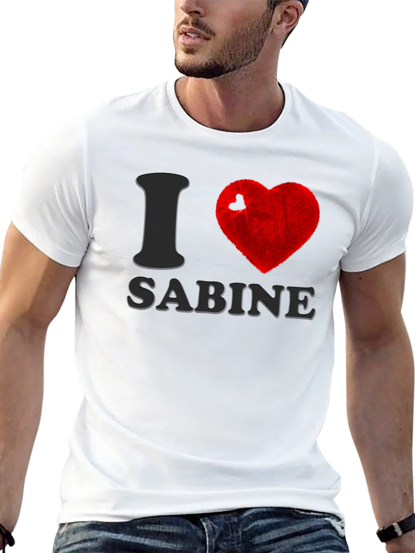 Black I Heart Sabine Black Cotton T-Shirt view 13