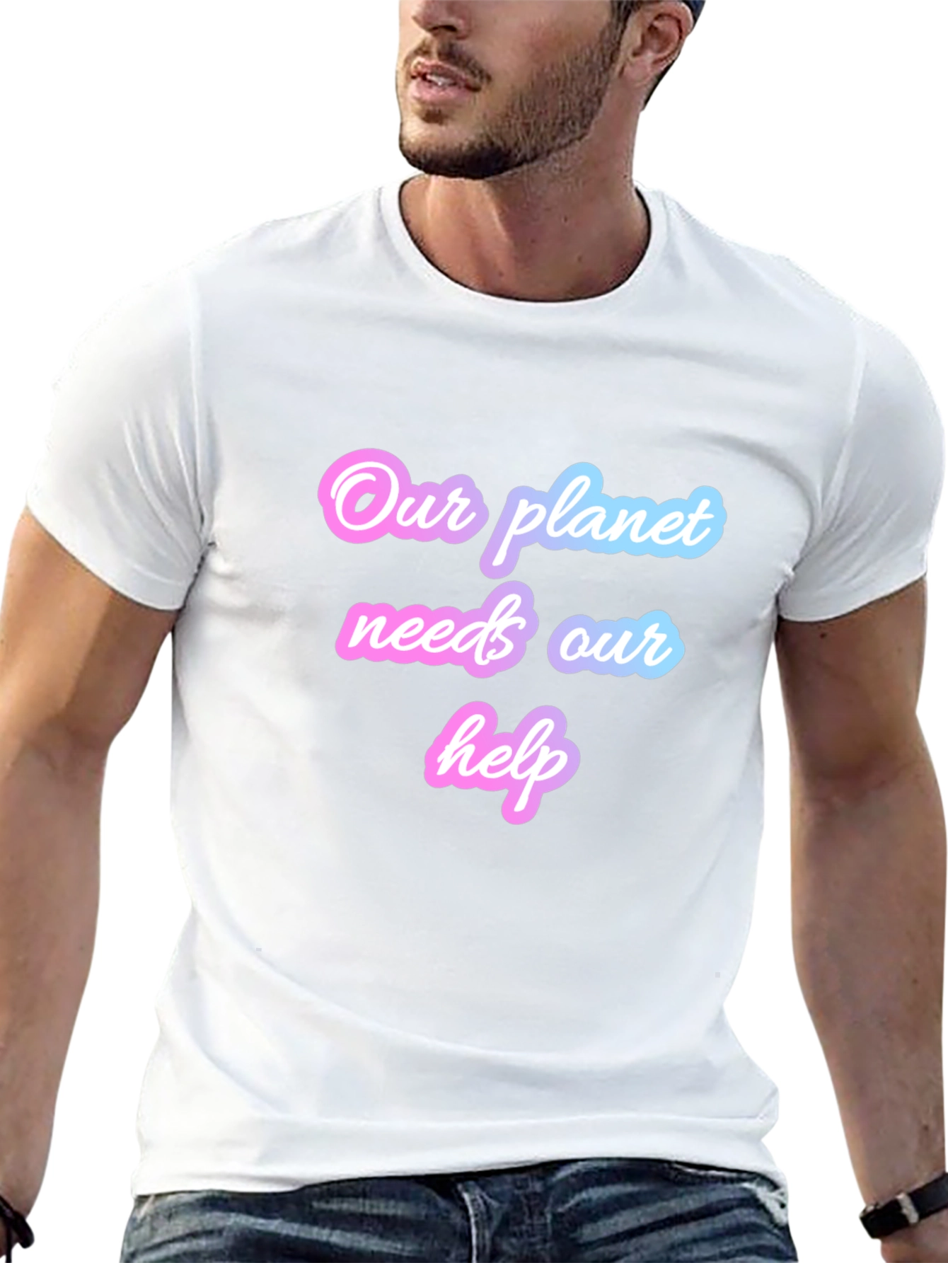 Black Eco-Friendly T-Shirt: Our Planet Needs Our Help view 13