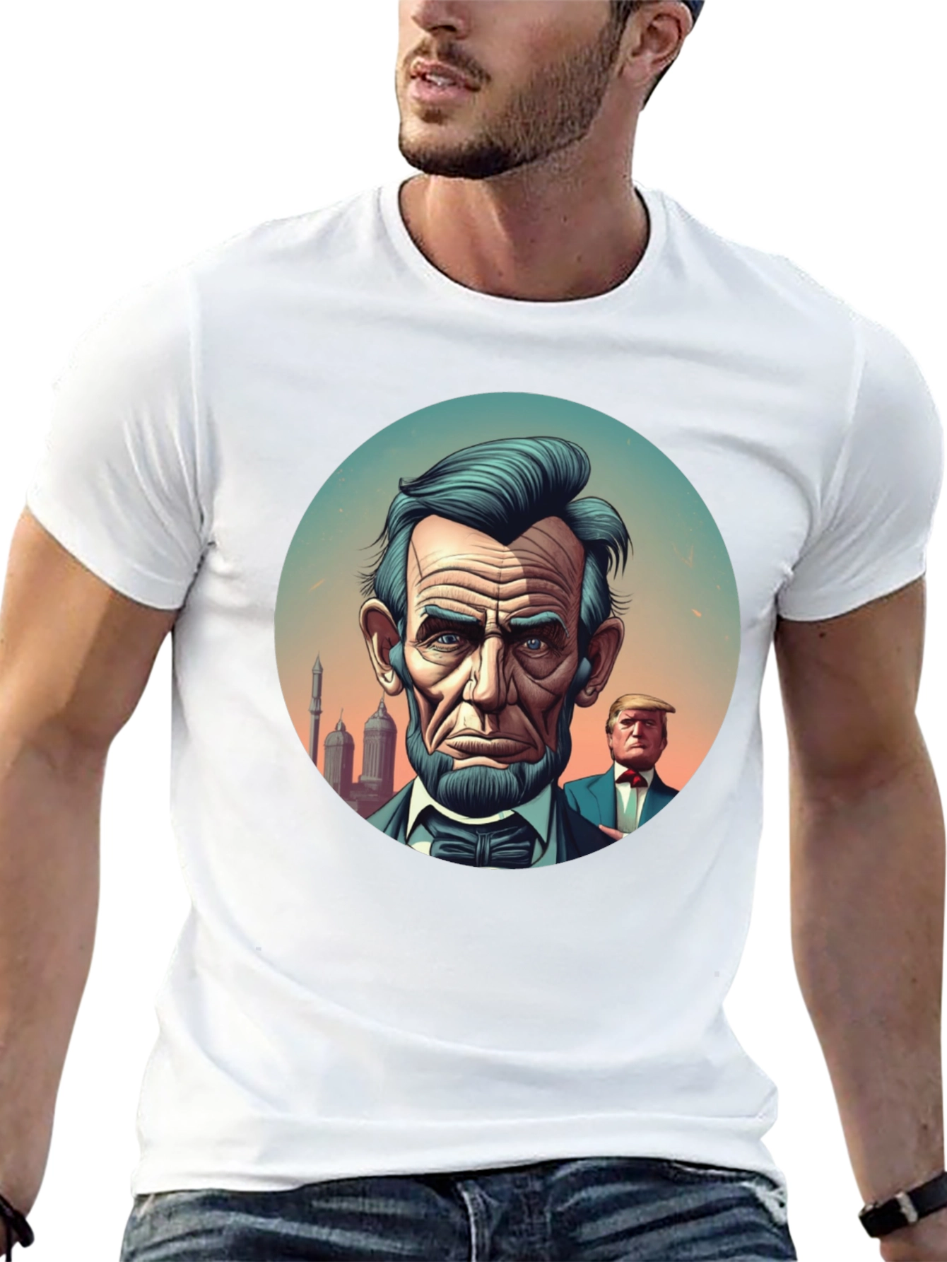 Black Lincoln Trump Graphic Tee - Presidential Humor Shirt view 13