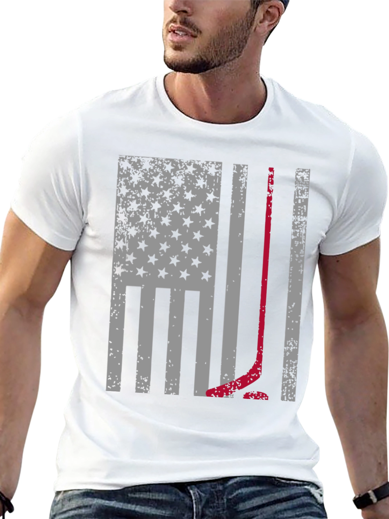 Black Hockey American Flag T-Shirt view 13