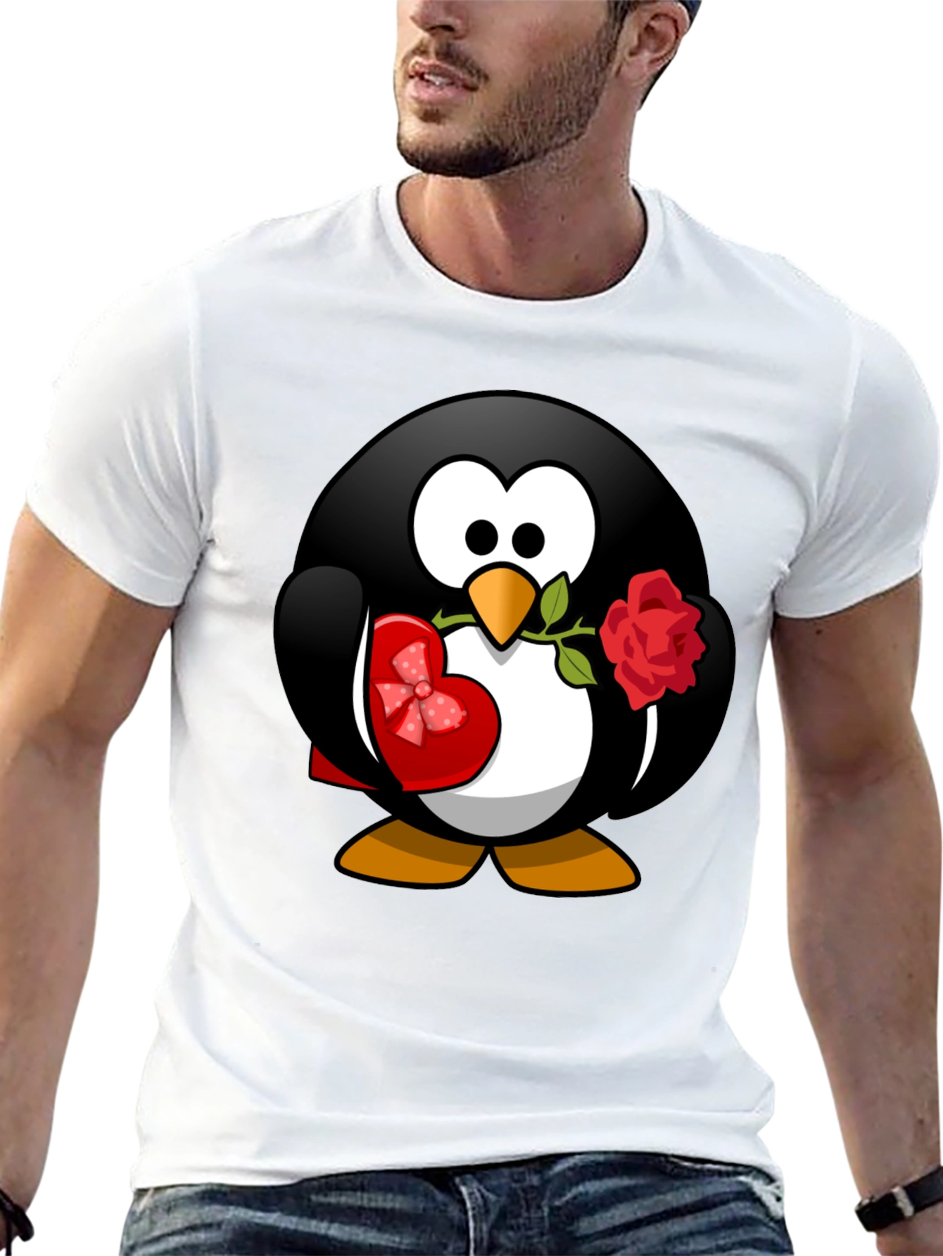 Black Penguin Love T-Shirt - Valentine's Day Gift view 13