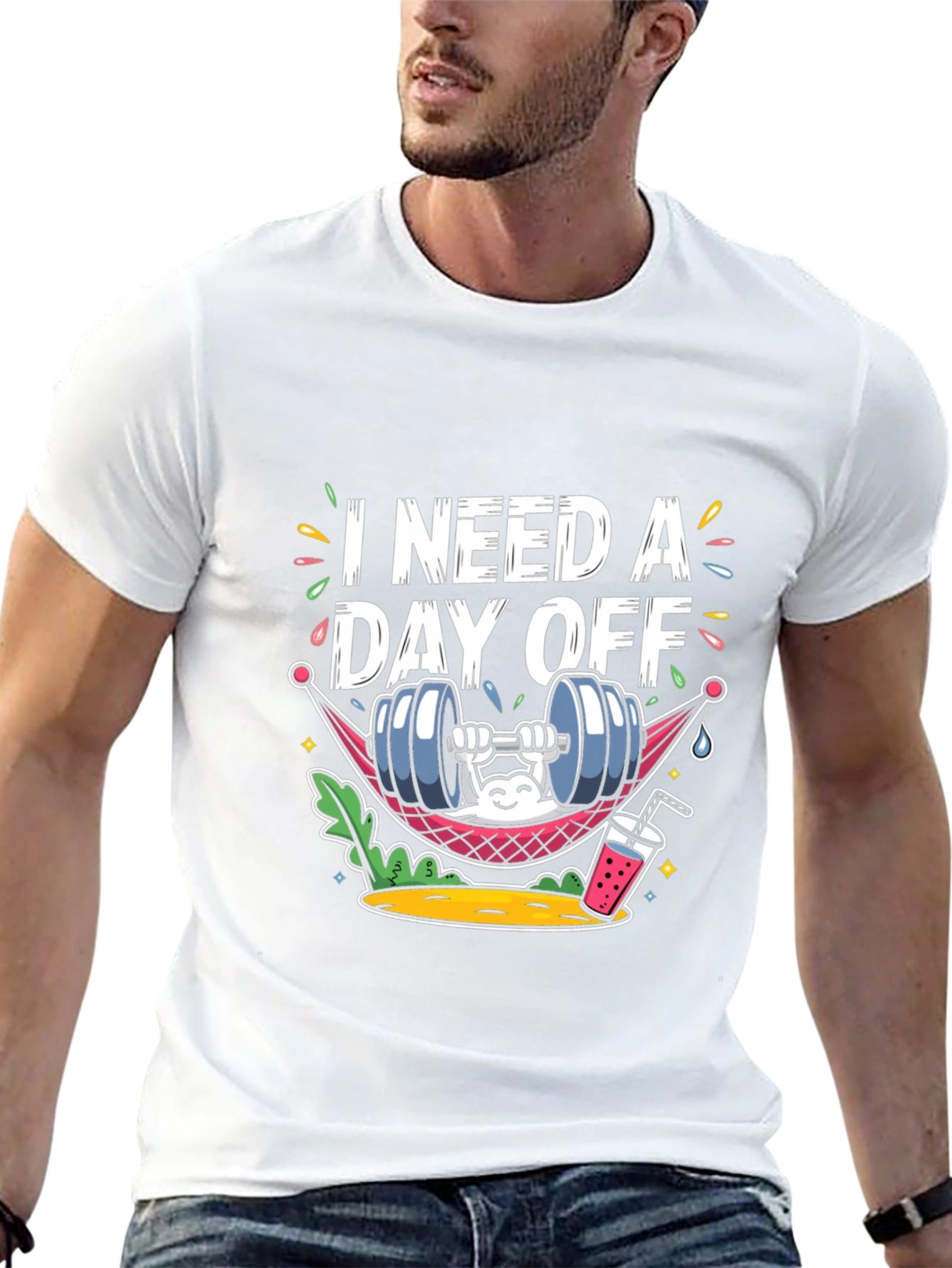 Black I Need A Day Off Graphic Tee - Funny Workout Shirt view 13