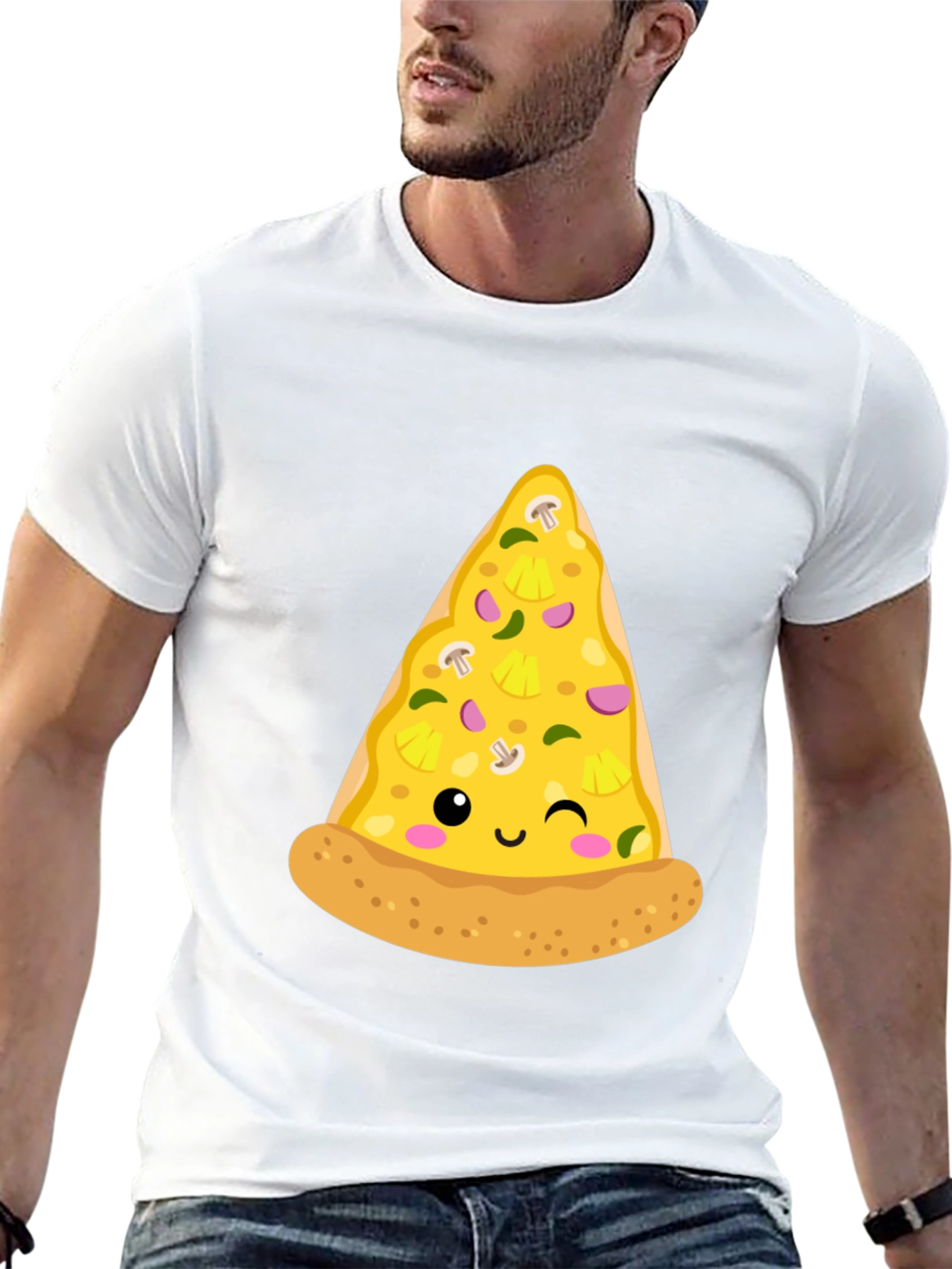 Black Pizza Slice Graphic Tee - Casual Black T-Shirt view 13