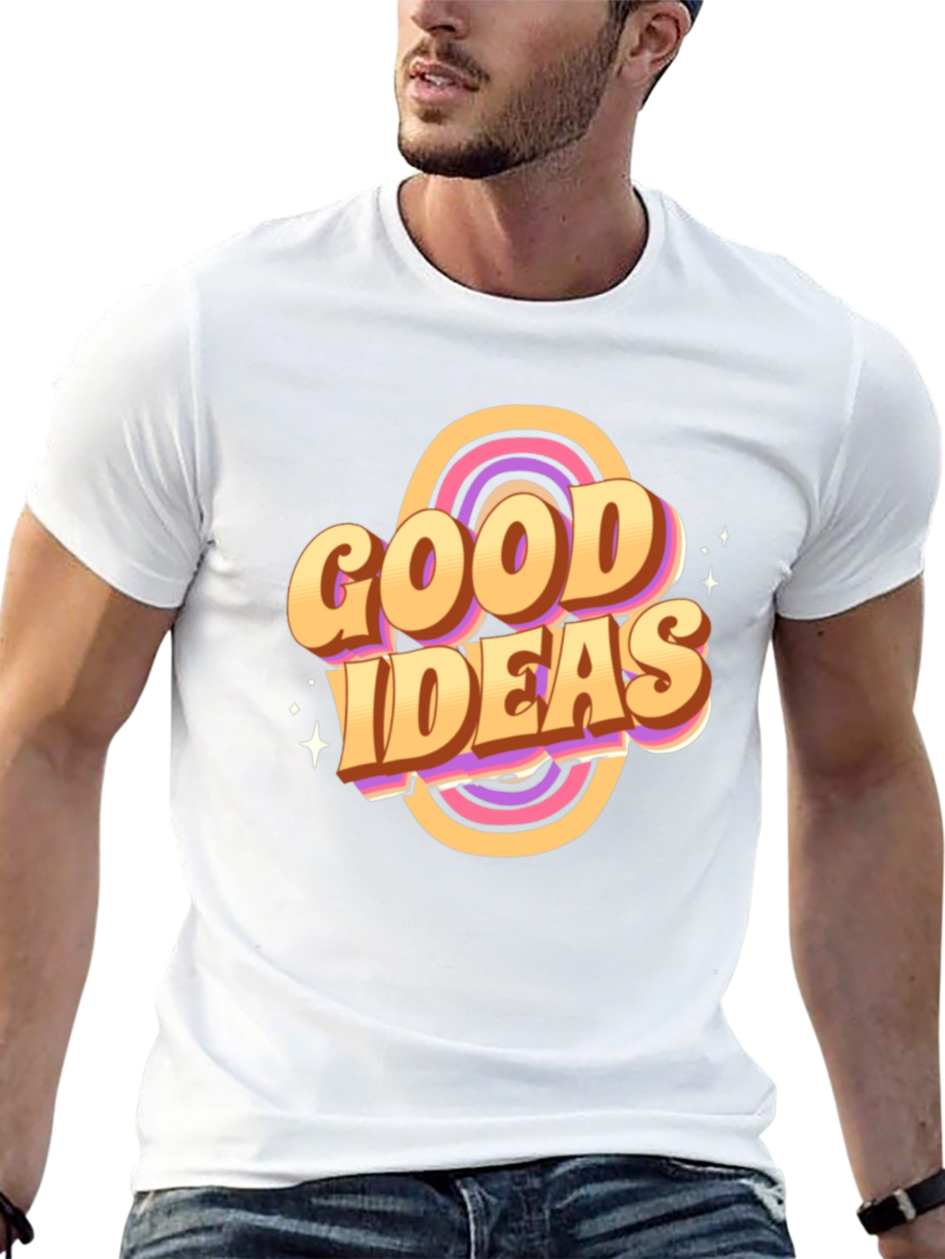 Black Good Ideas Graphic Tee - Retro Style T-Shirt view 13