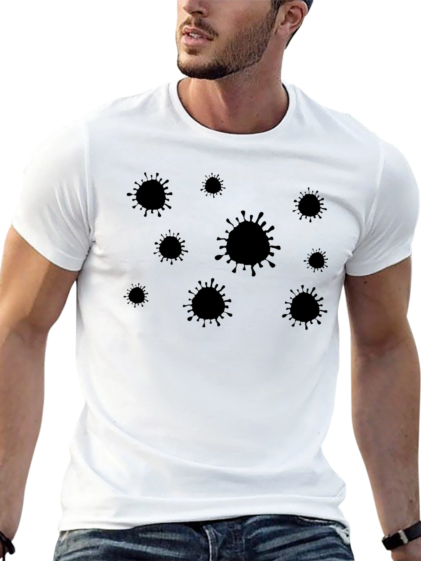 Black Men's Black Virus Graphic Tee - Novelty Design view 13