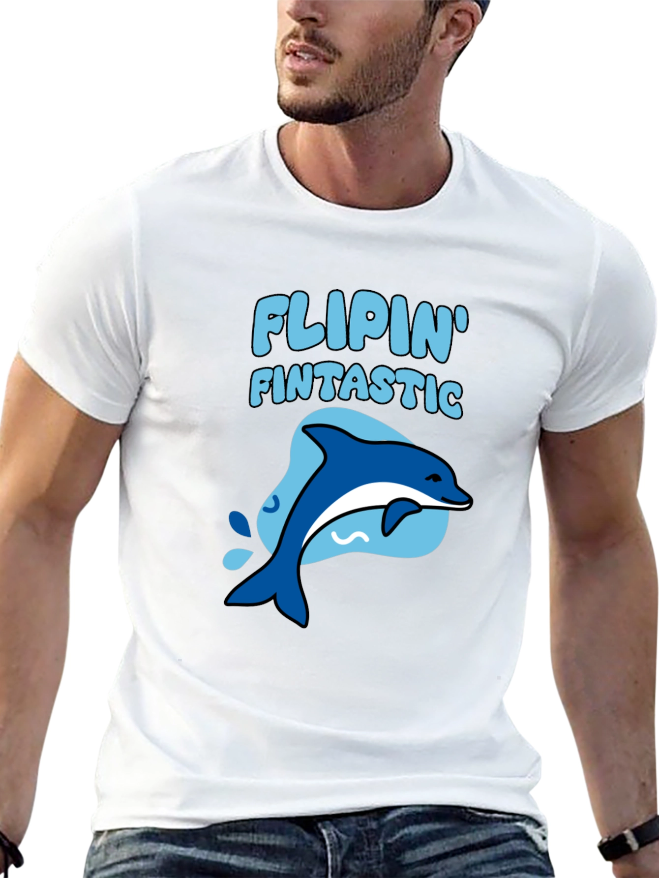 Black Flippin' Fintastic Dolphin Graphic Tee view 13