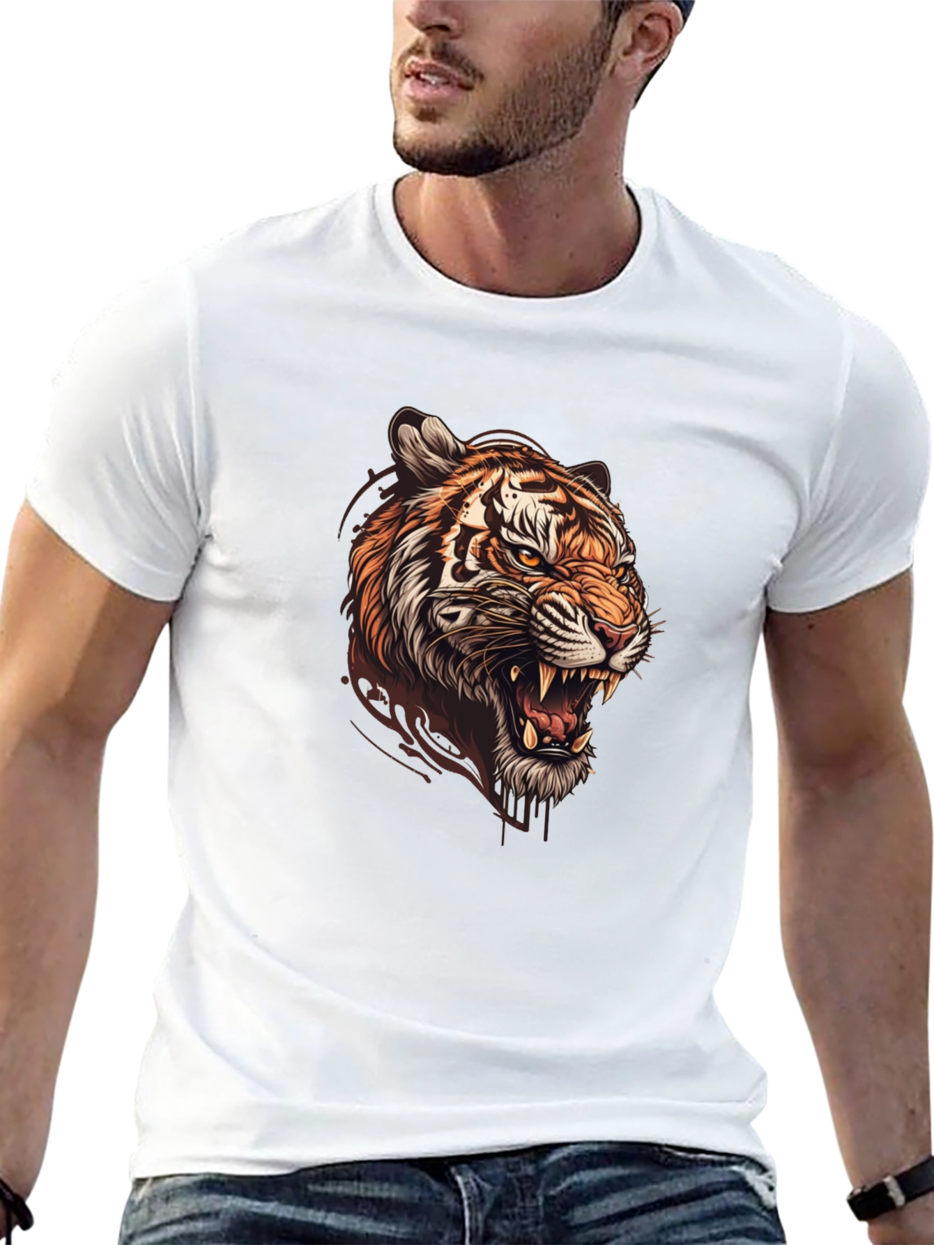 Black Tiger Graphic Black T-Shirt - Bold Design view 13
