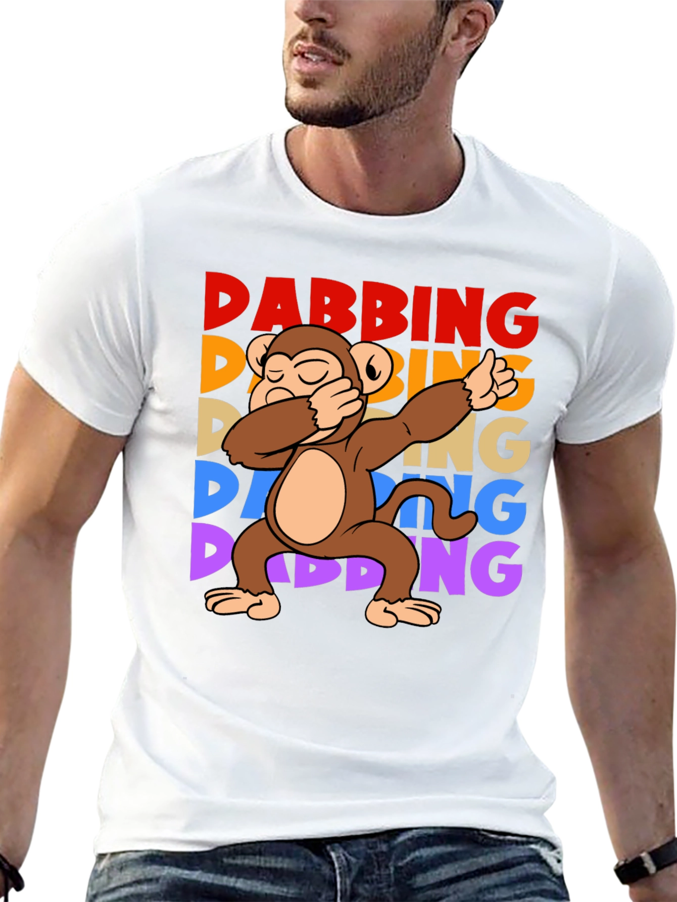 Black Dabbing Monkey Graphic T-Shirt - Fun Trendy Tee view 13