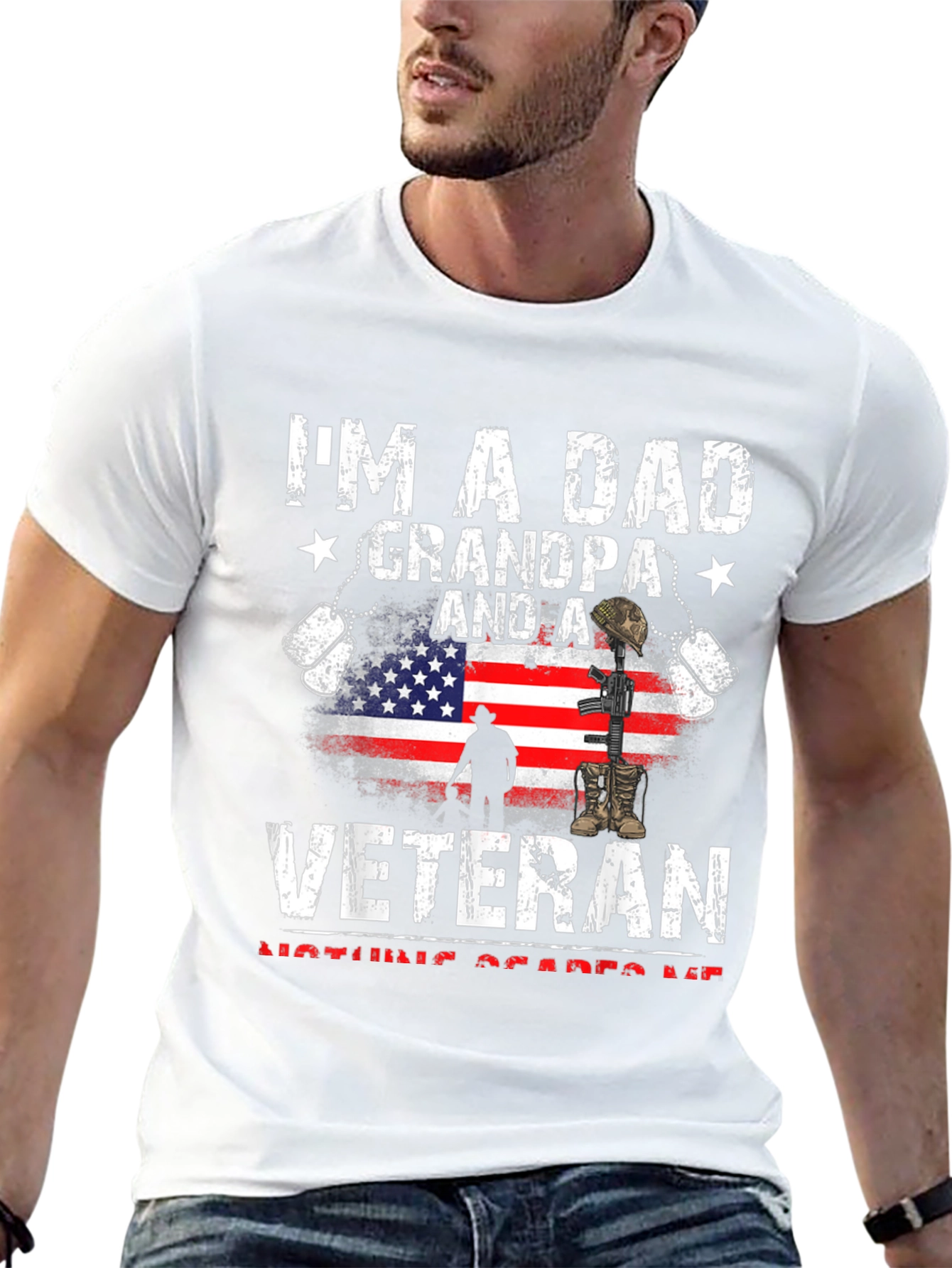 Black Dad Grandpa Veteran Graphic Tee view 13