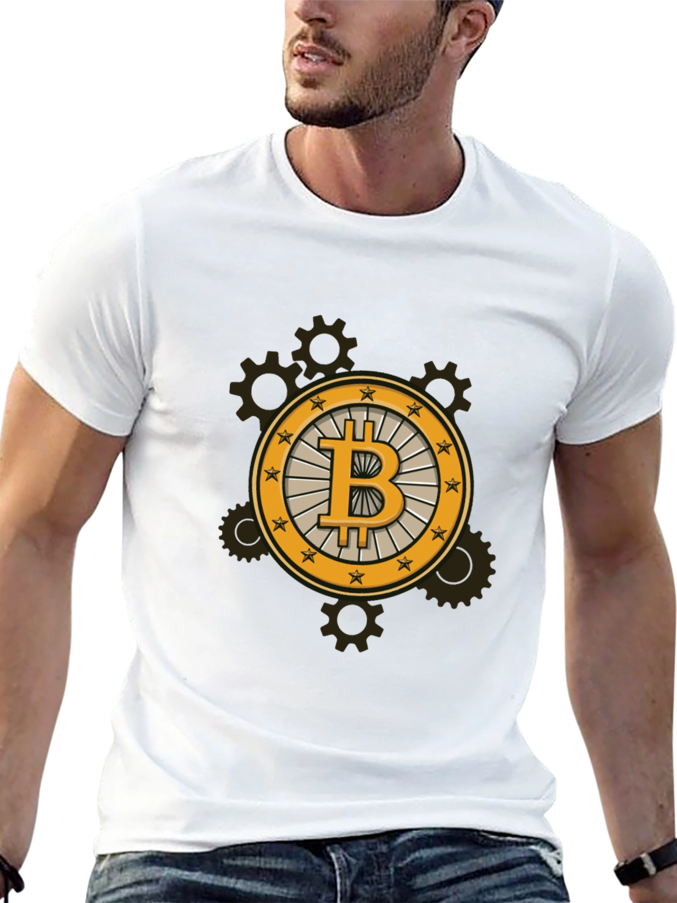 Black Bitcoin Steampunk Black Tee view 13