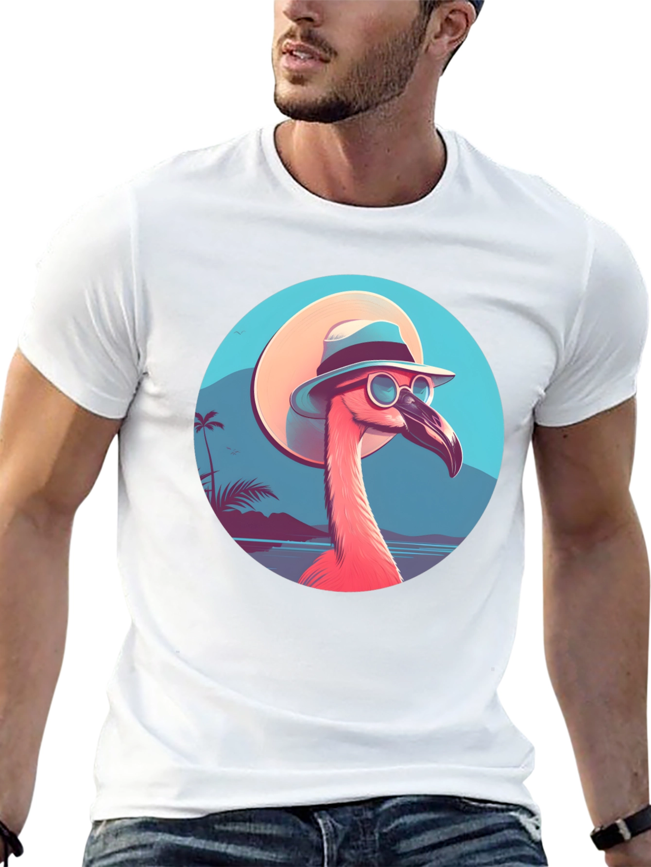 Black Cool Flamingo T-Shirt - Tropical Vibes view 13