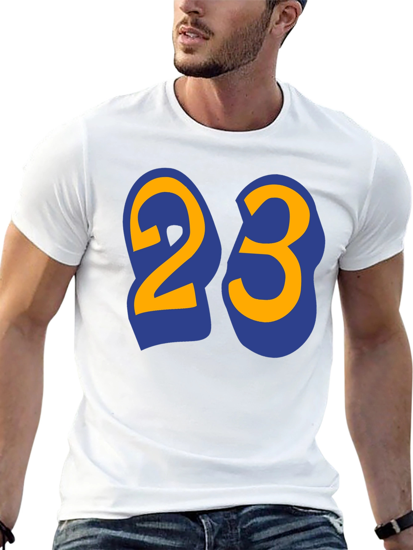 Black Men's Black T-Shirt with Number 23 Graphic view 13