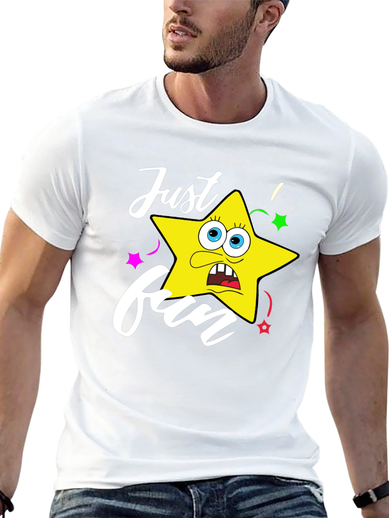 Black Just Fun Star Graphic Tee - Mens Black T-Shirt view 13