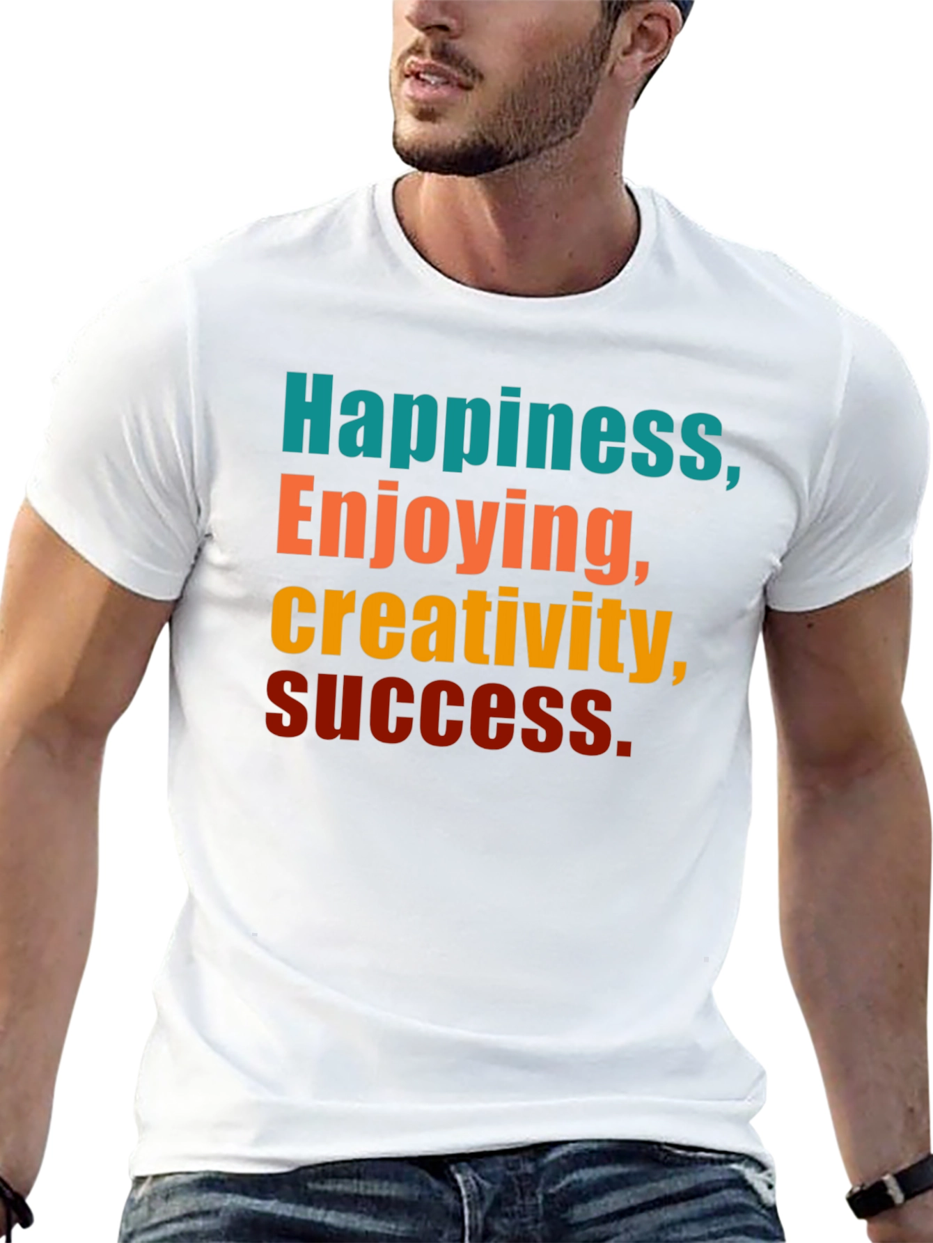 Black Happiness Creativity Success Graphic T-Shirt view 13