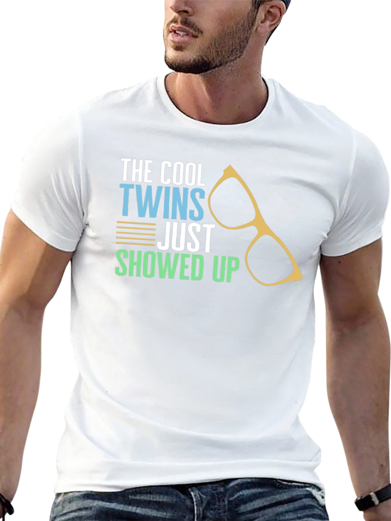 Black Cool Twins T-Shirt - Funny Graphic Tee view 13
