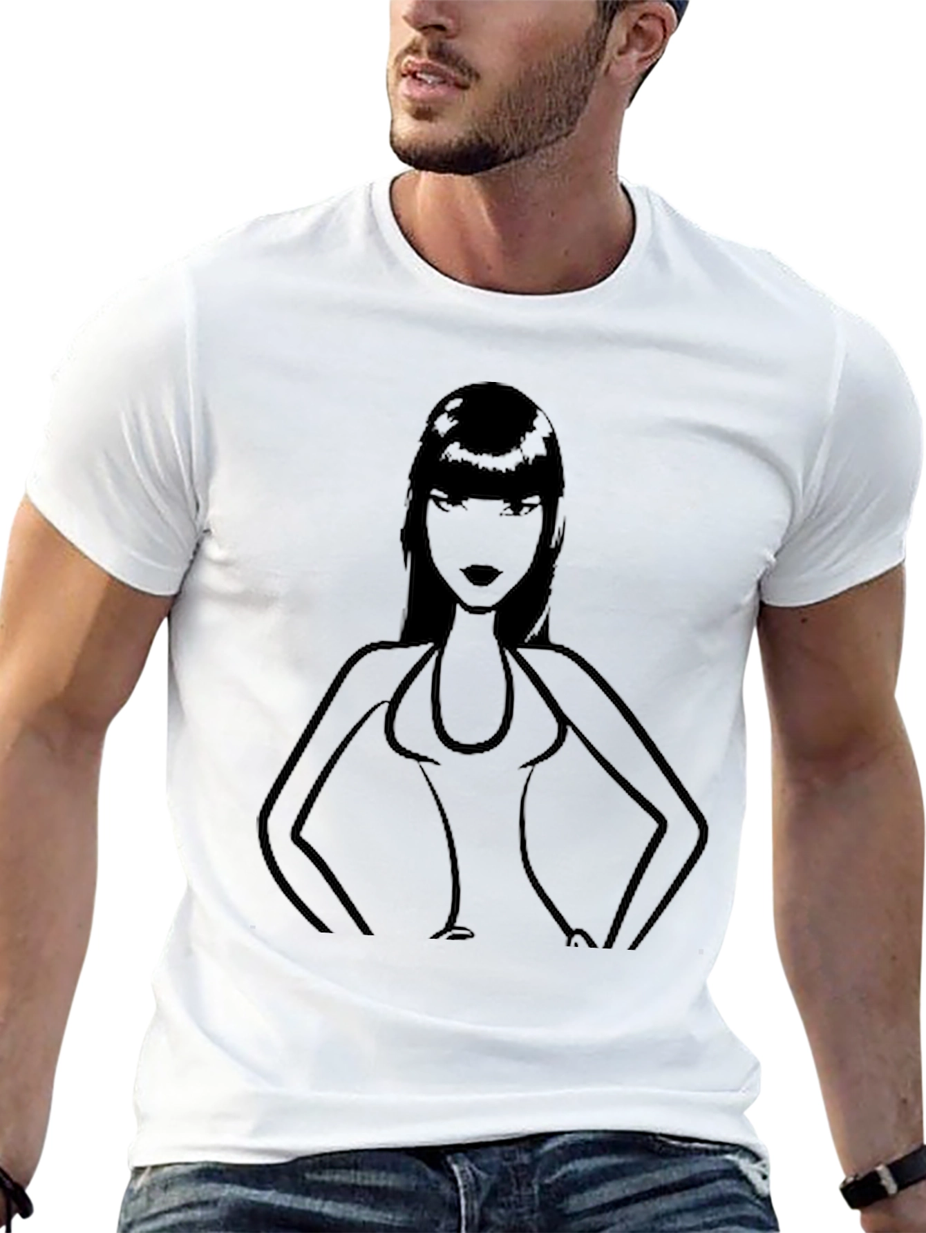 Black Silhouette Woman Graphic T-Shirt - Black view 13