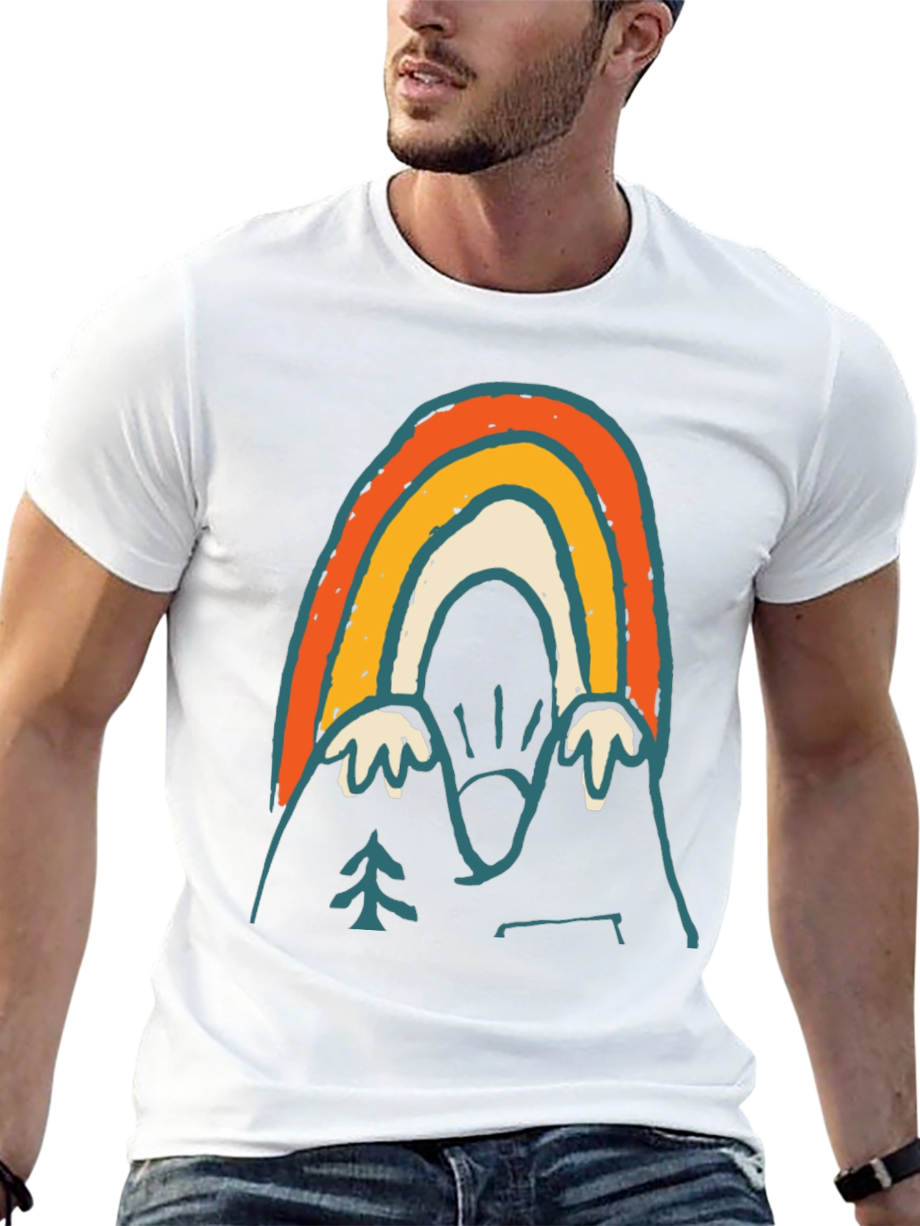 Black Retro Mountain Rainbow Graphic Tee - Black view 13