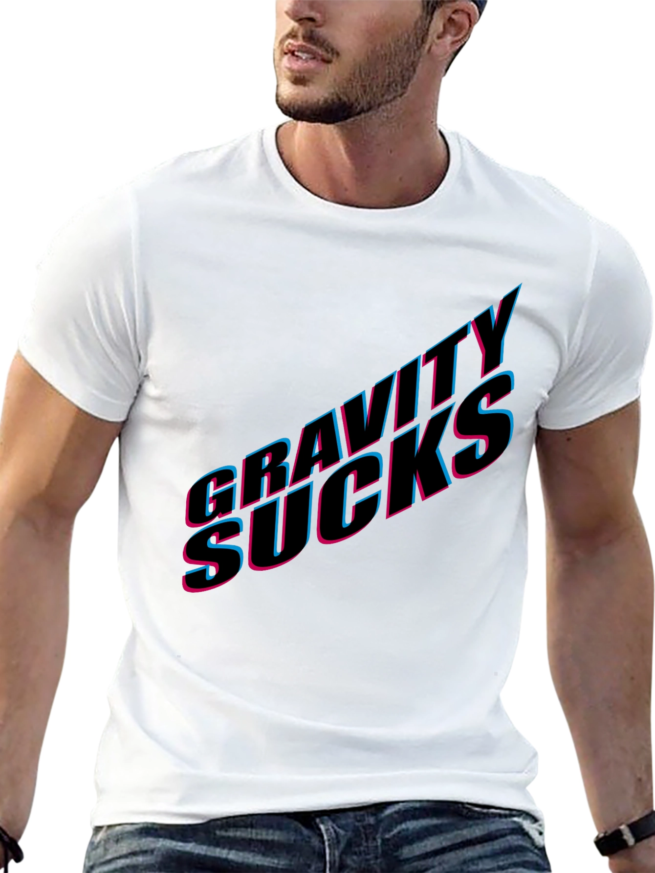 Black Gravity Sucks Graphic Tee - Black Casual T-Shirt view 13