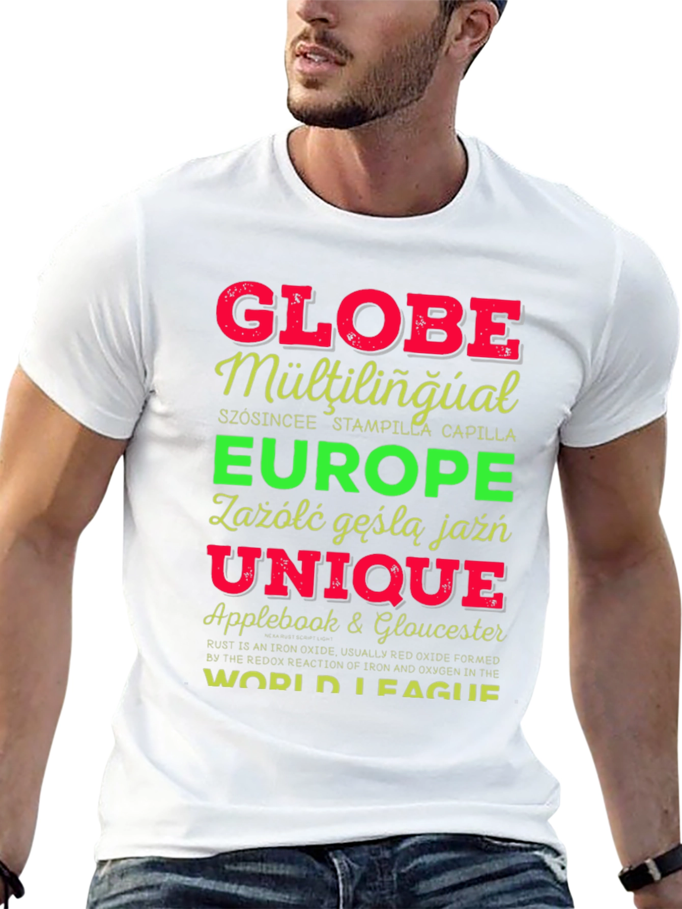 Black Globe Multilingual Graphic T-Shirt view 13