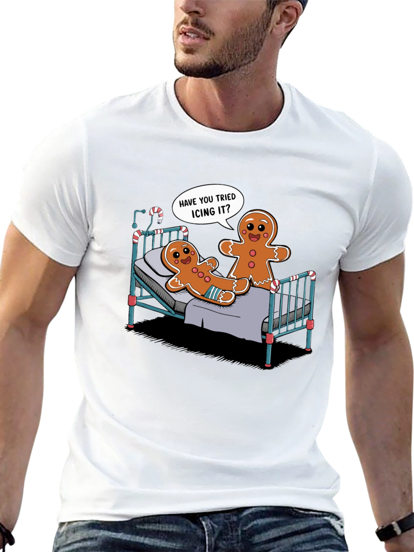 Black Funny Gingerbread Icing T-Shirt view 13