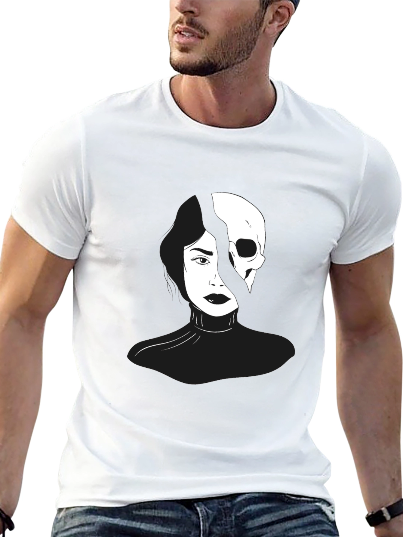 Black Split Face Graphic T-Shirt view 13