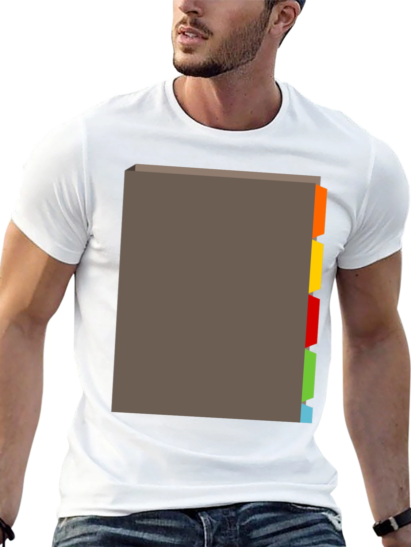 Black Black T-Shirt with Tabbed Book Design view 13