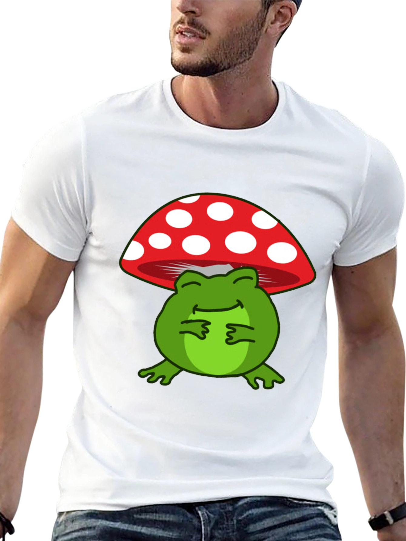 Black Frog on Mushroom Graphic T-Shirt view 13