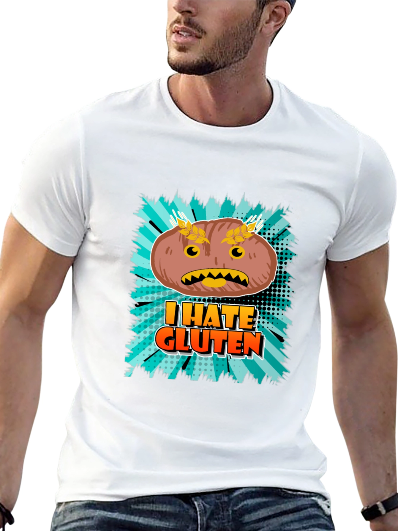 I Hate Gluten T-Shirt - Funny Food Allergy Tee - 13