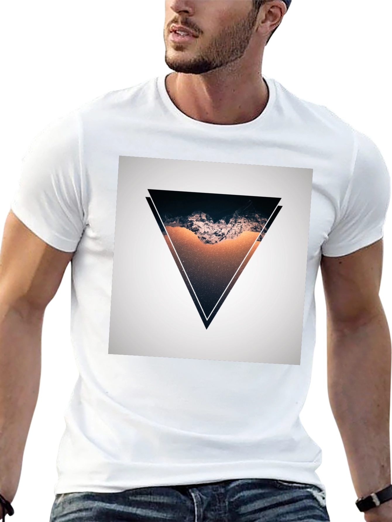 Black Geometric Triangle Graphic T-Shirt - Modern Design view 13