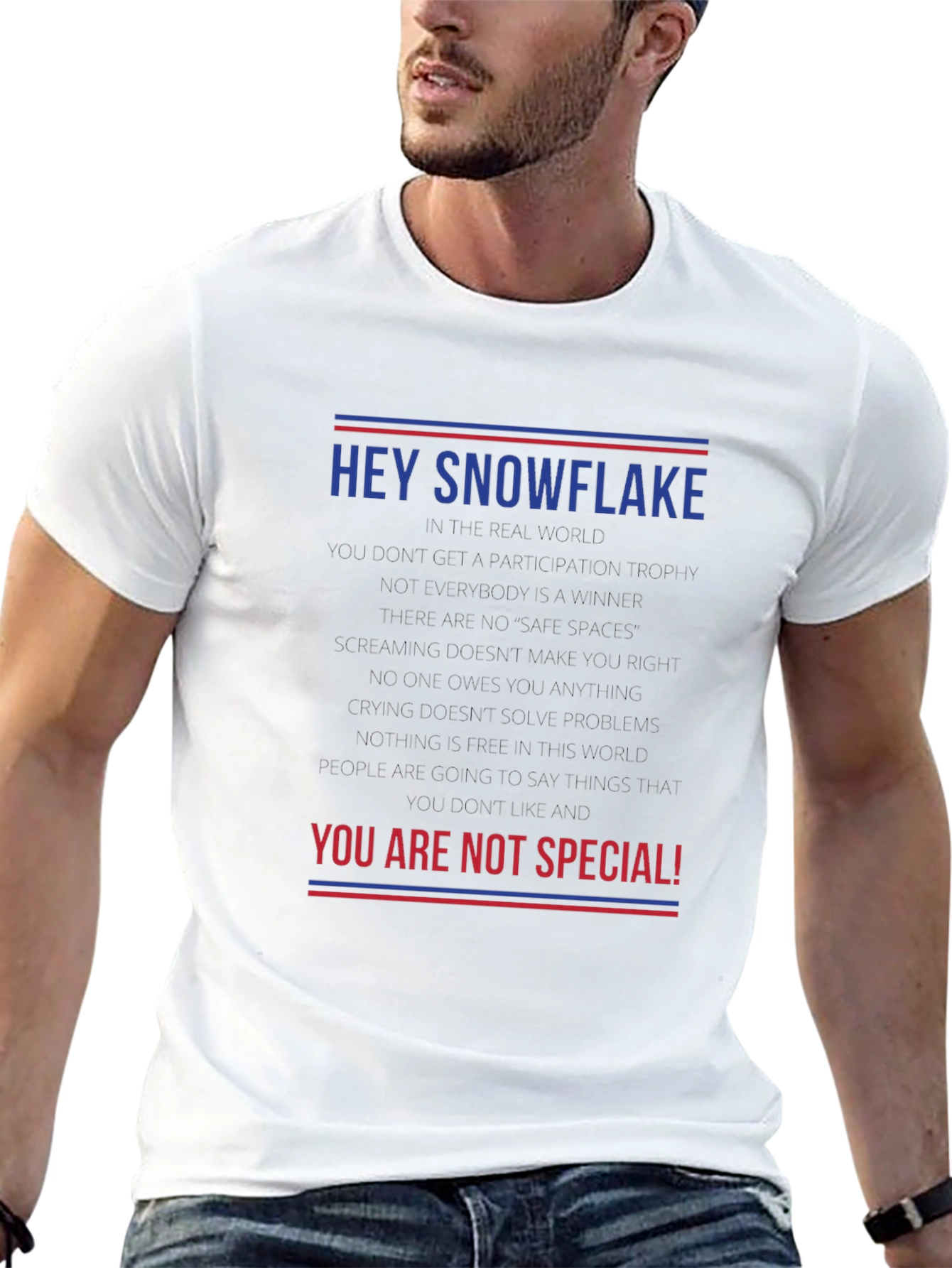 Black Hey Snowflake Tee - Unisex Adult Humor T-Shirt view 13
