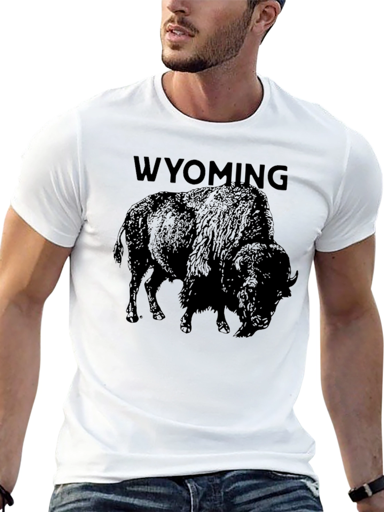 Black Wyoming Bison Graphic Tee - Soft Cotton Comfort view 13