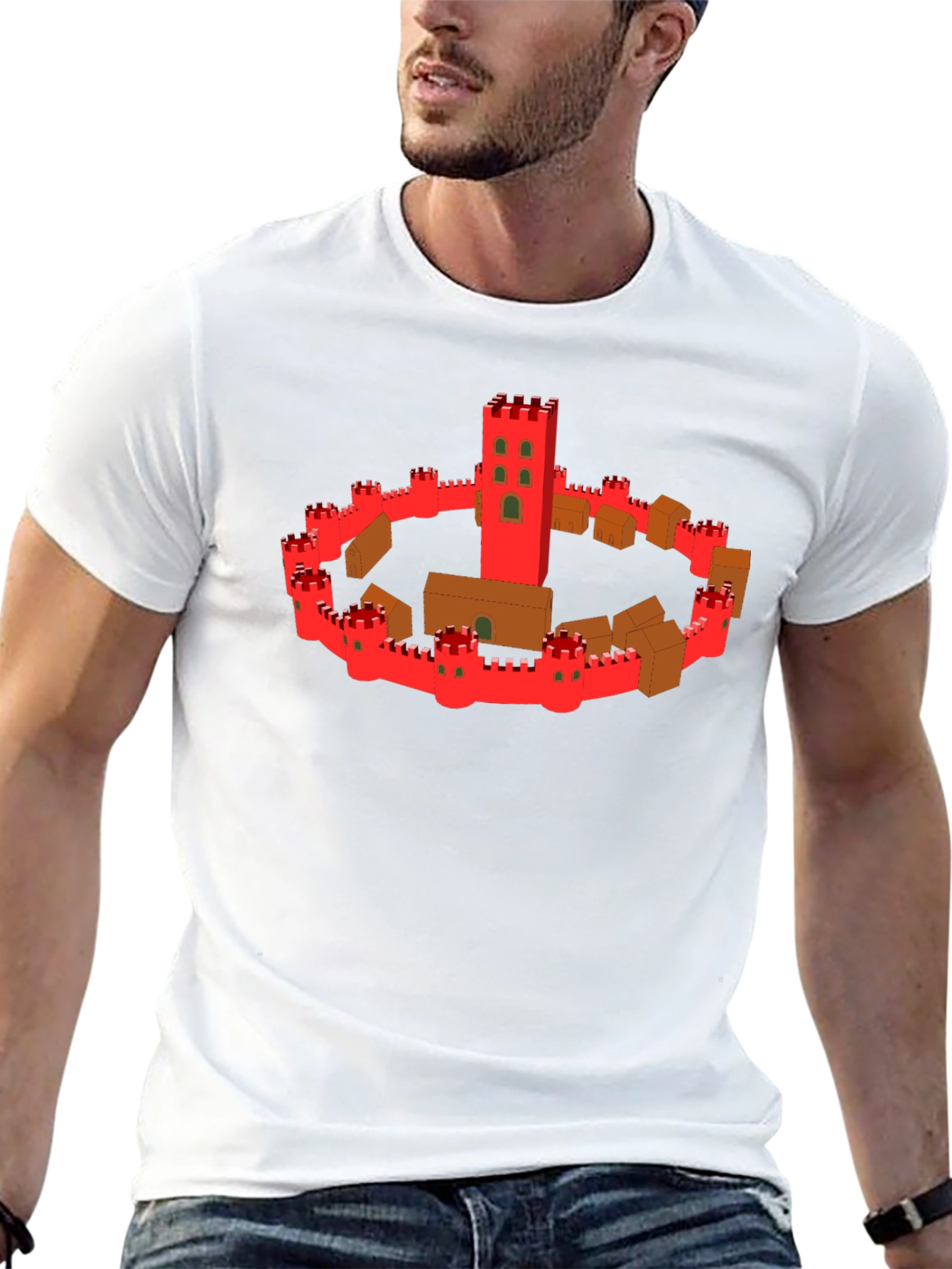 Black Medieval Castle Graphic Tee - Black Cotton T-Shirt view 13