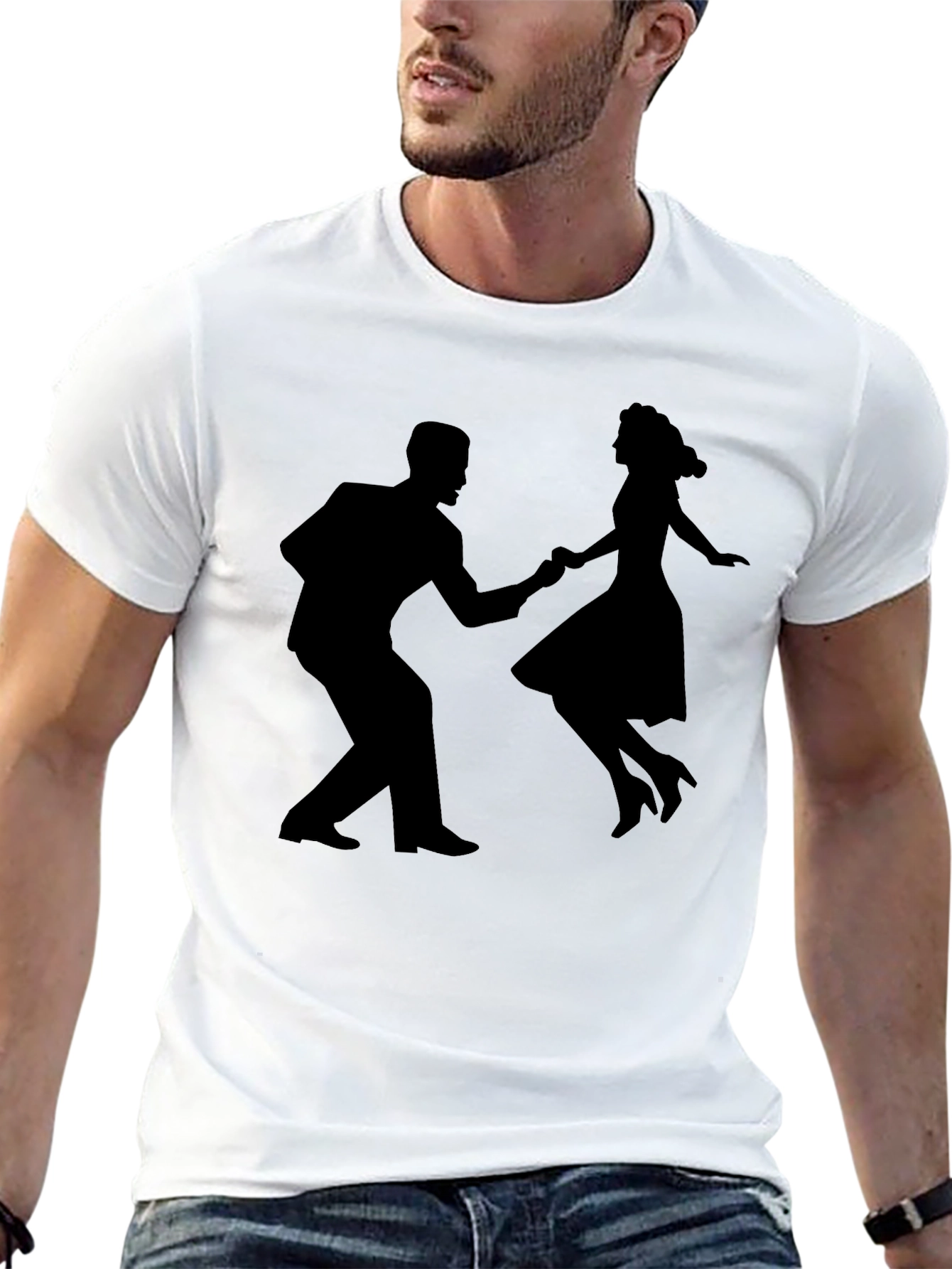 Black Retro Dance T-Shirt - Swing Style Graphic Tee view 13