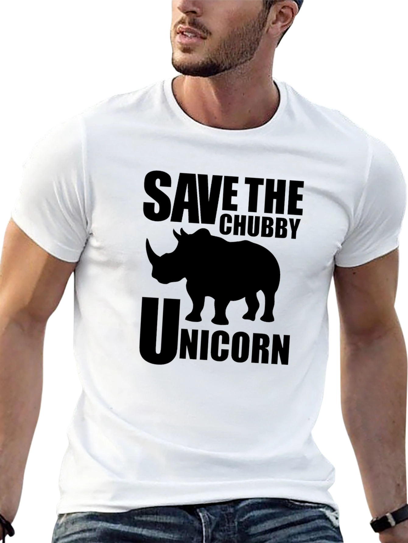 Black Save the Chubby Unicorn T-Shirt view 13