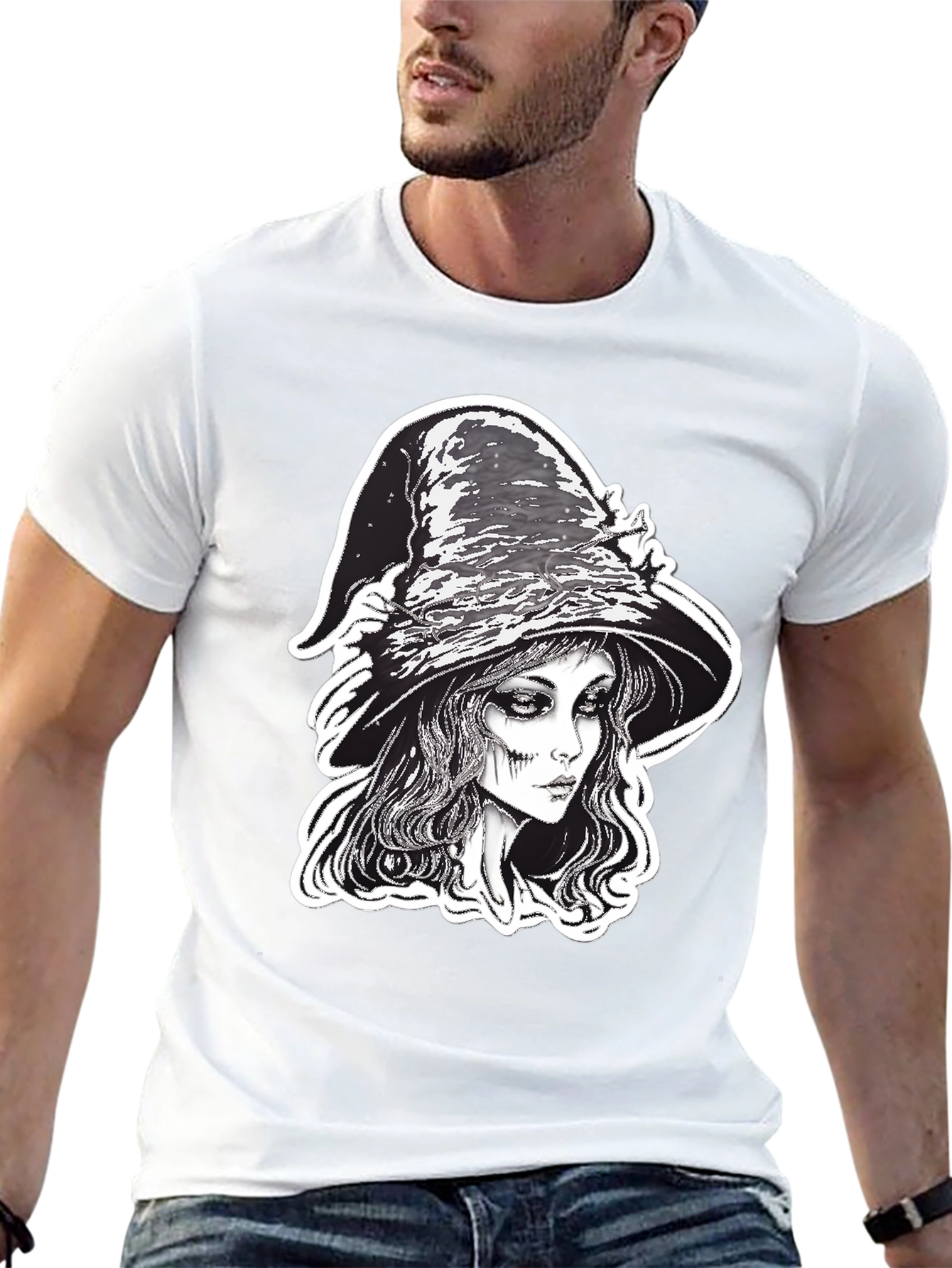 Black Witch Graphic Tee - Black Halloween Shirt view 13