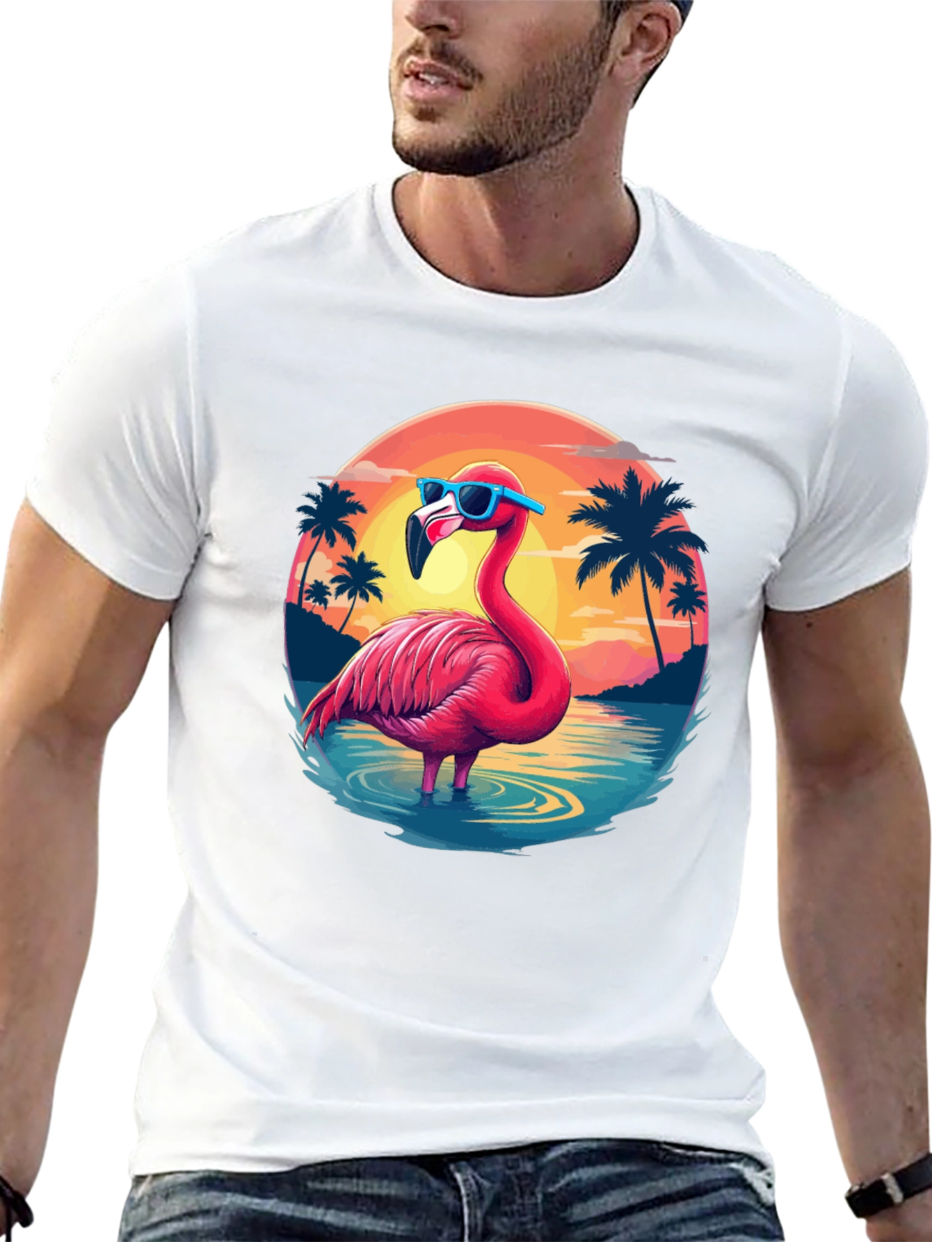 Black Tropical Flamingo T-Shirt - Summer Vibes view 13