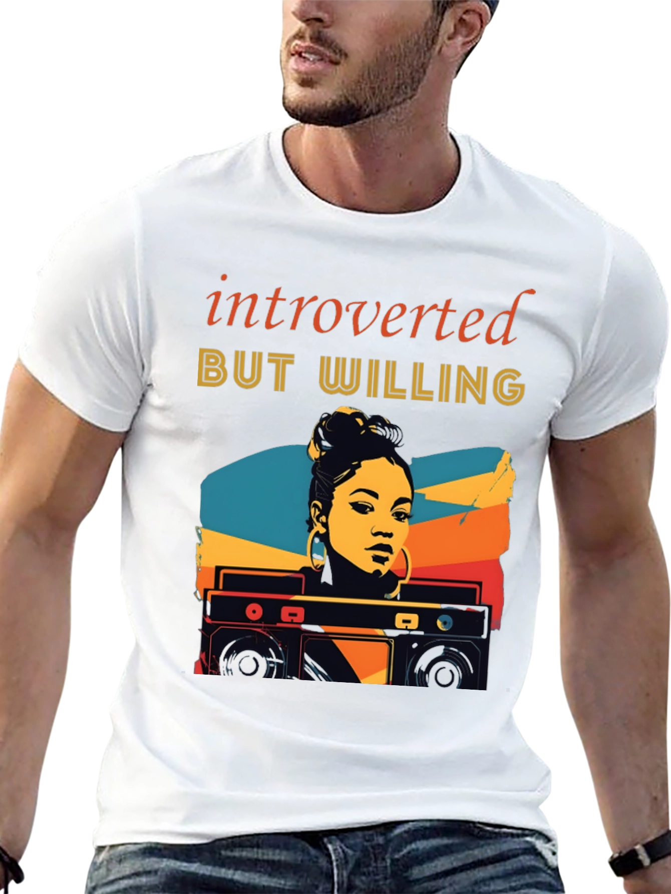 Black Introverted But Willing Graphic T-Shirt view 13