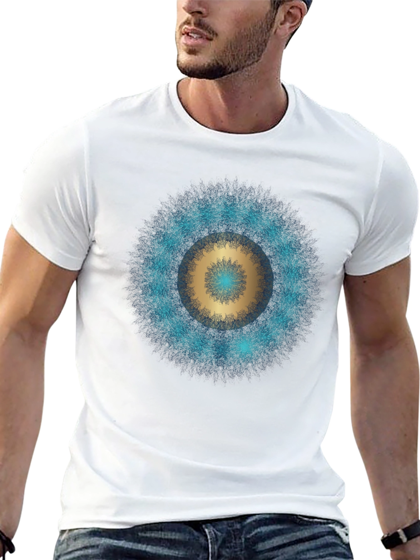 Black Cosmic Mandala Graphic T-Shirt - Black view 13