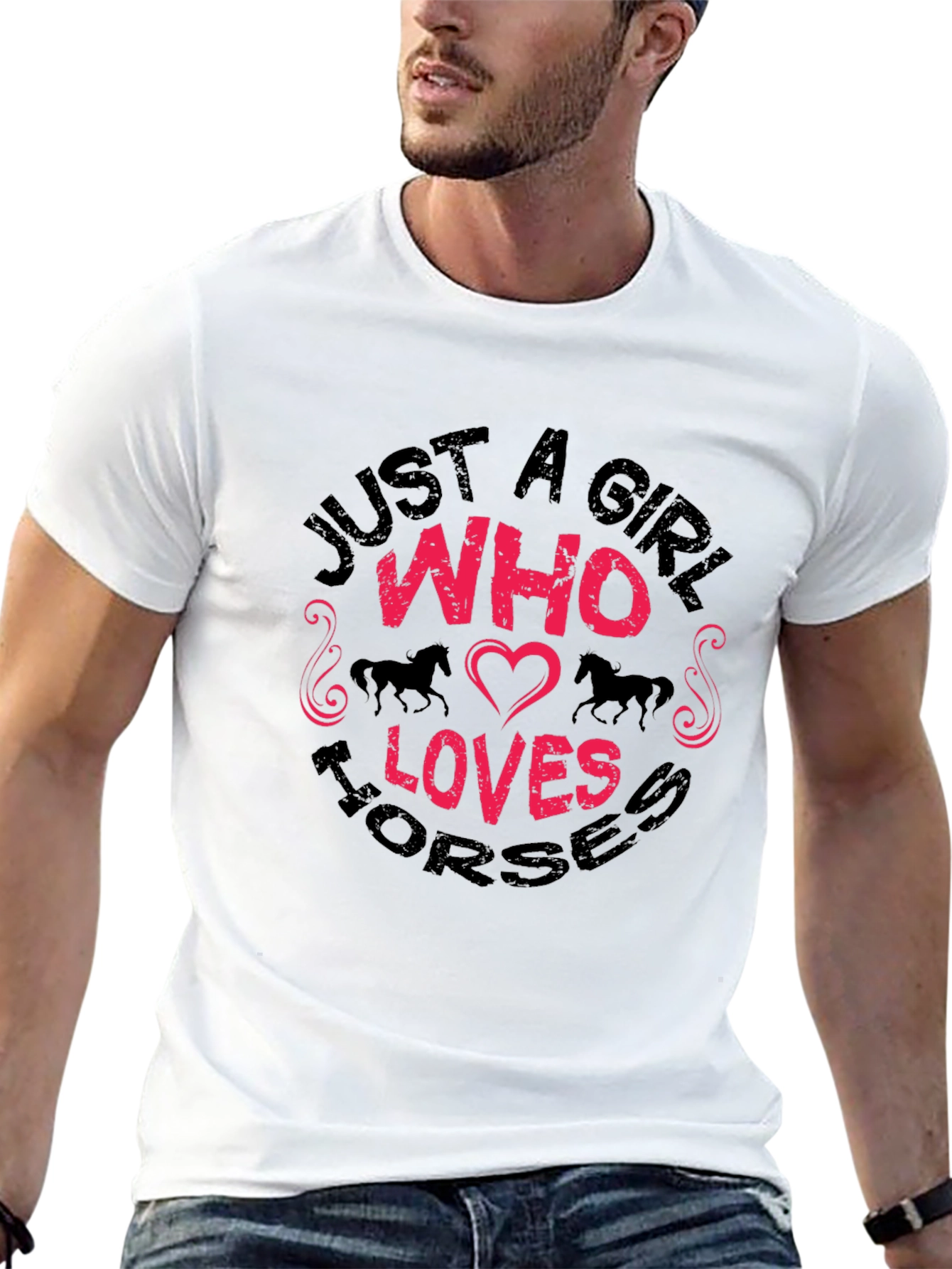 Black Just A Girl Who Loves Horses Graphic T-Shirt view 13