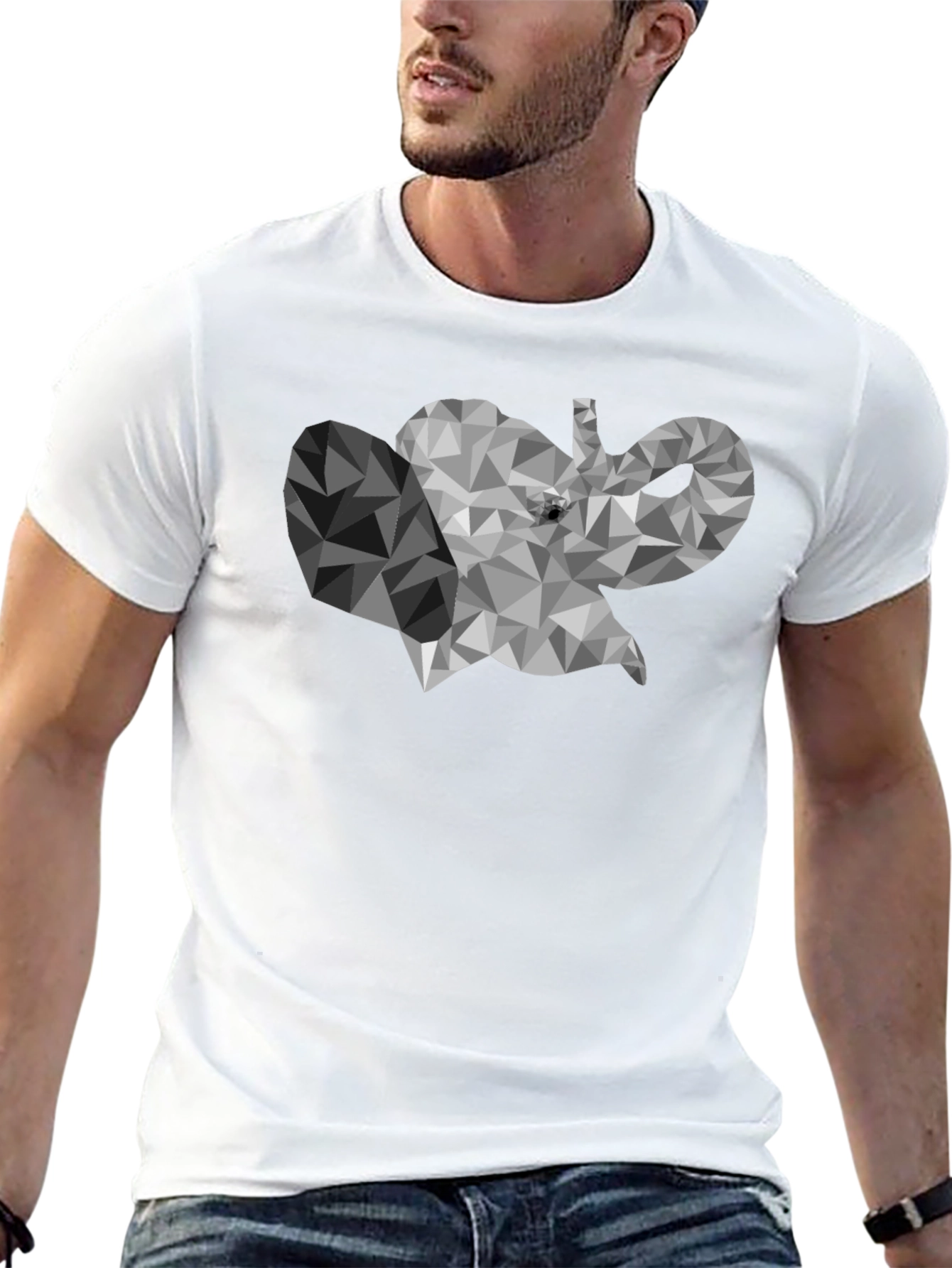 Black Geometric Elephant Graphic T-Shirt - Modern Style view 13