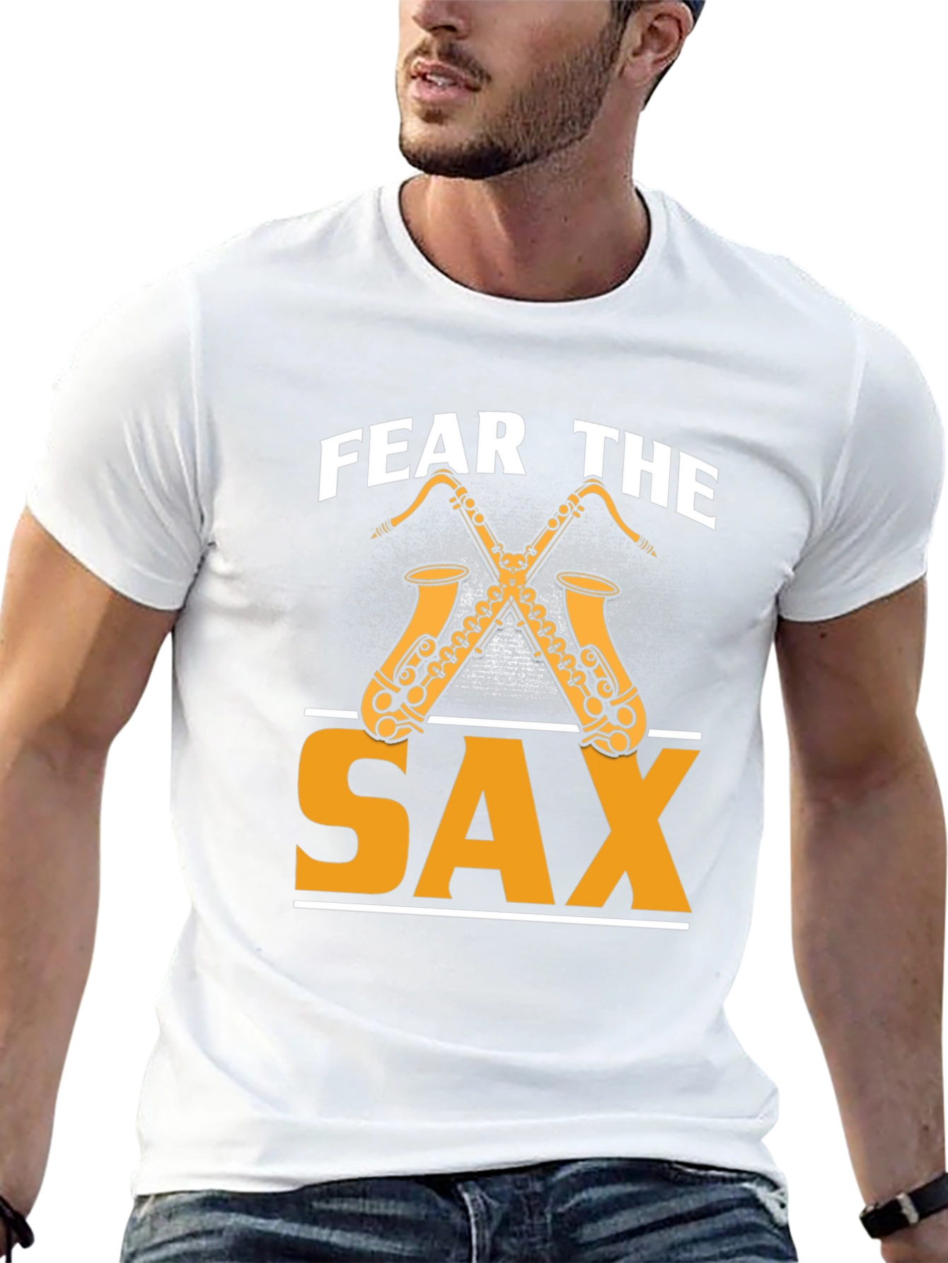 Black Fear The Sax T-Shirt - Music Lover Tee view 13