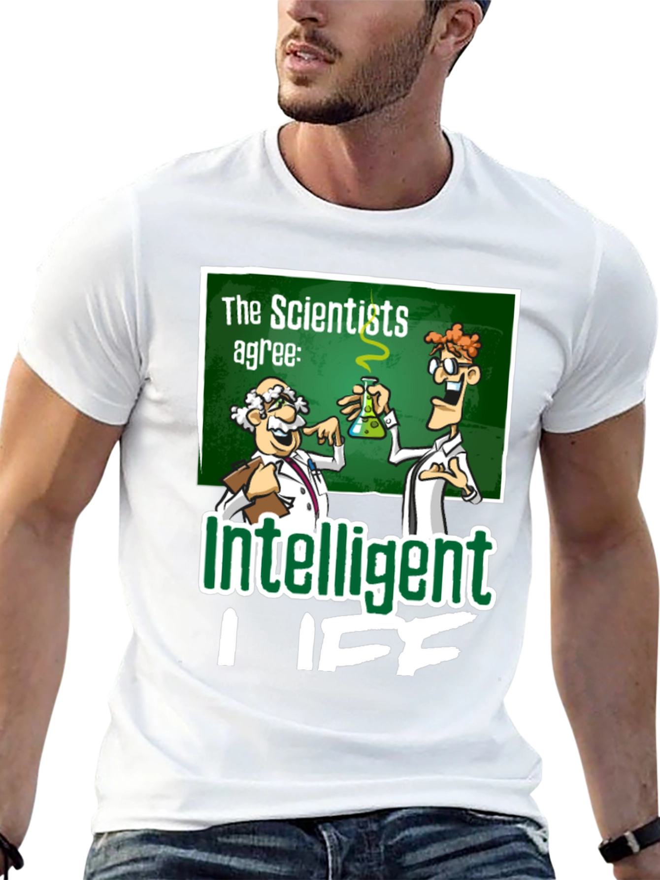 Black Intelligent Life Graphic Tee - Science Humor T-Shirt view 13